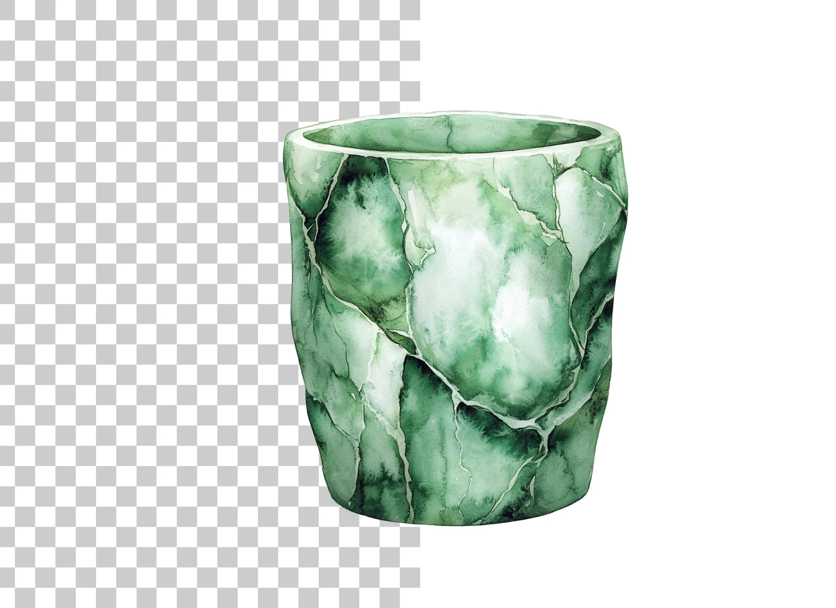 Green Marble Texture Cup Clipart Bundle