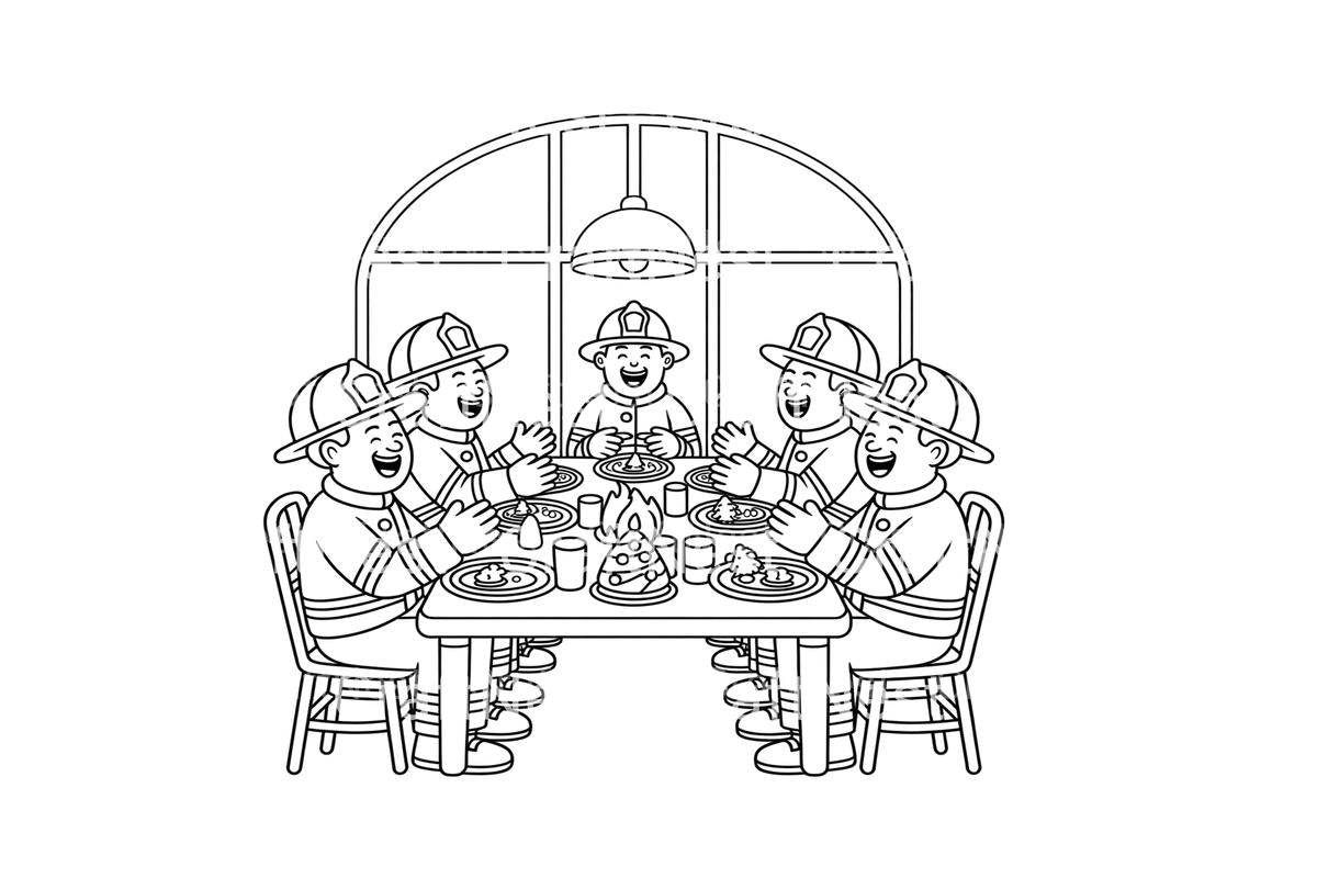 Firefighters Christmas Dinner Coloring Books