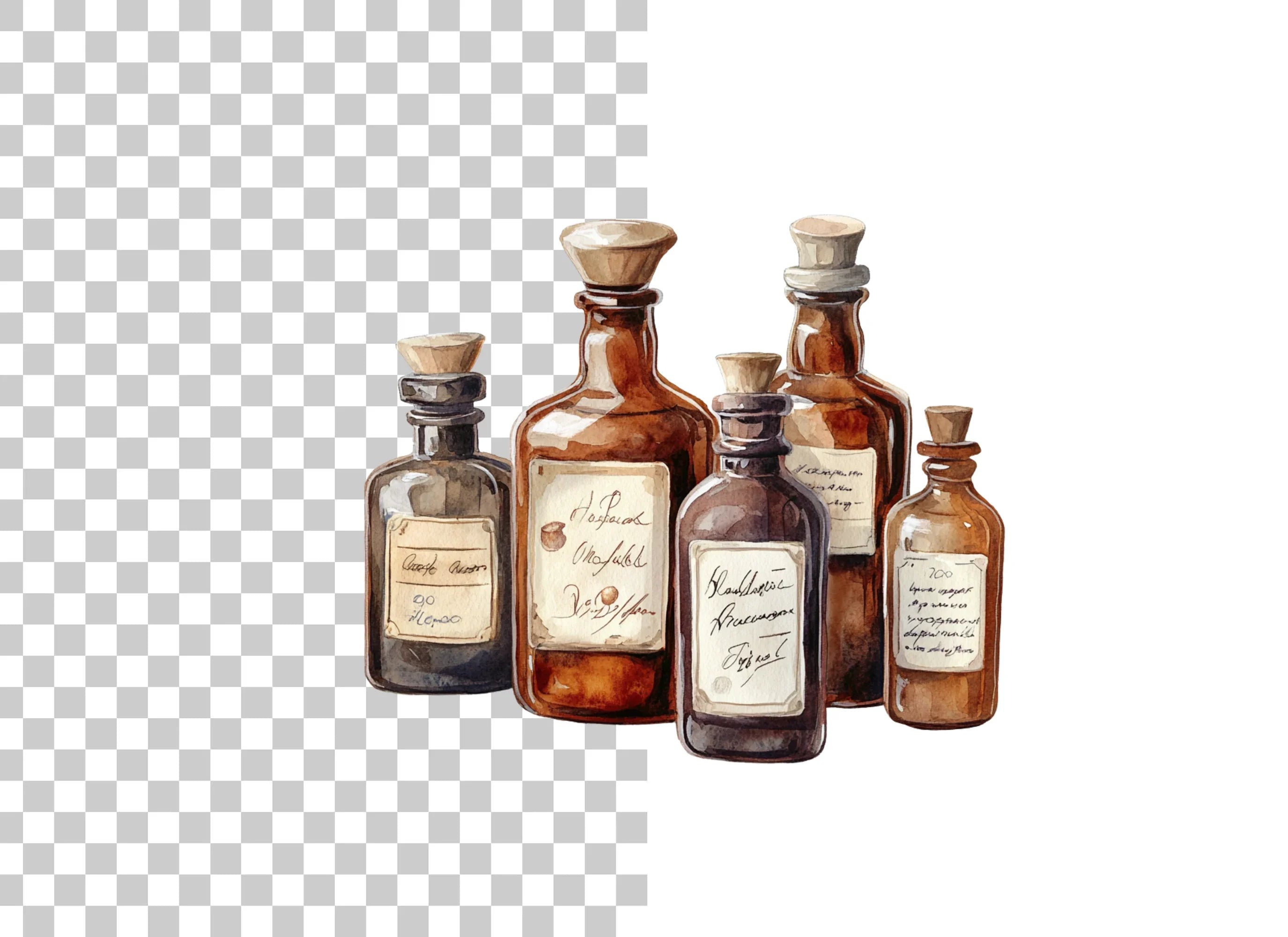 Vintage Apothecary Bottles Clipart Bundle