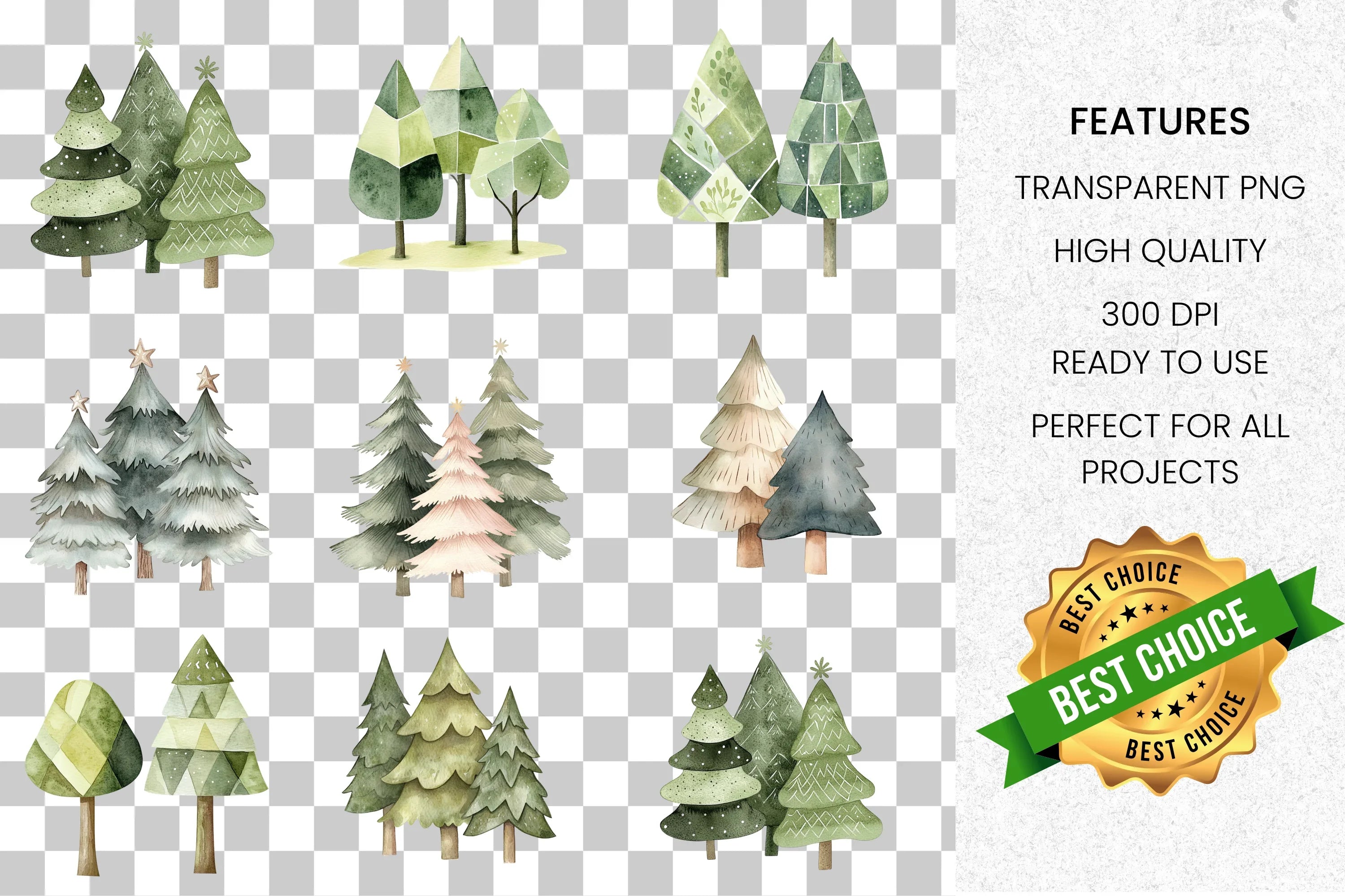 Christmas Tree Clipart Bundle