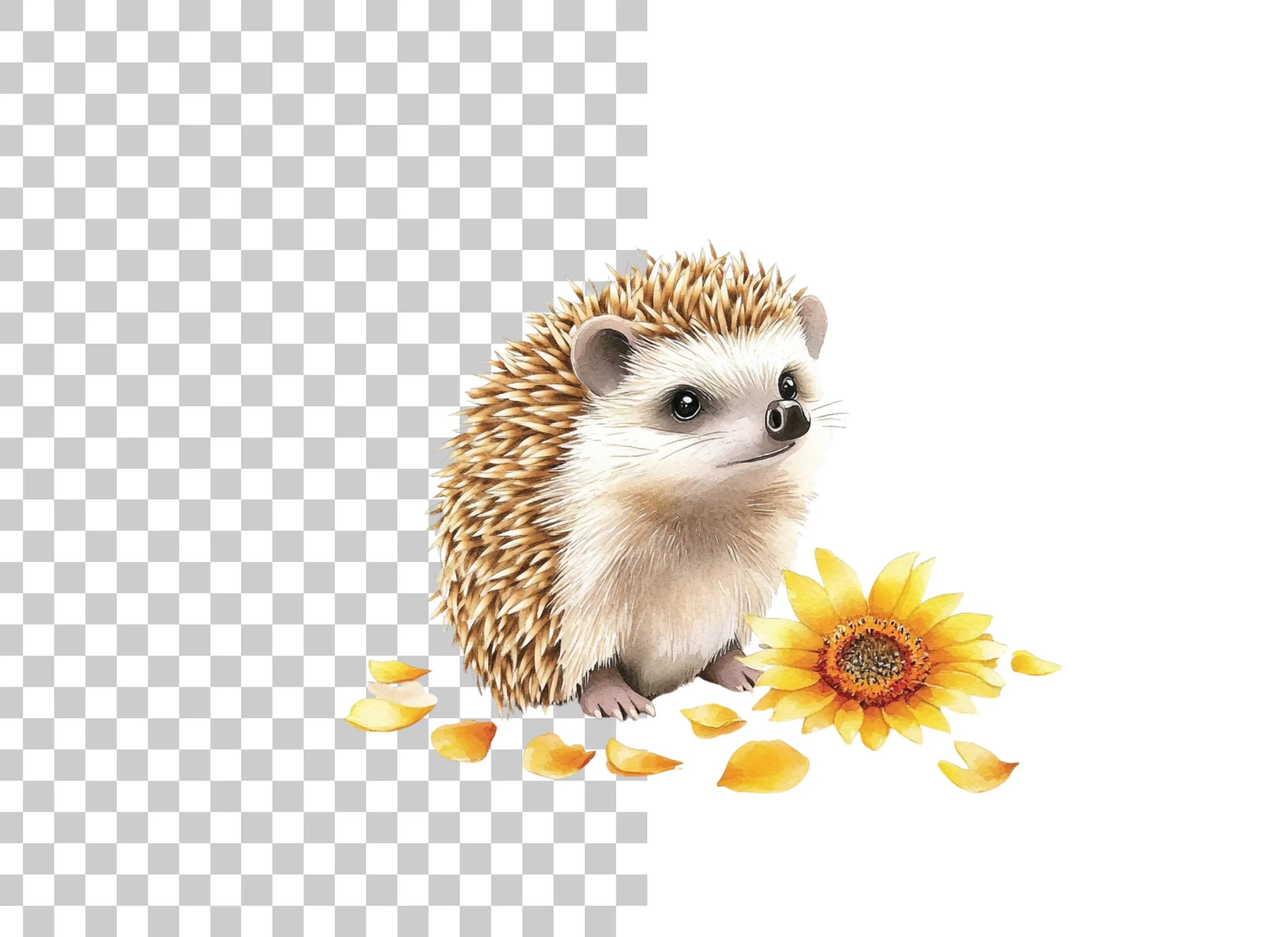 Playful Hedgehogs with Sunflowers Clipart Bundle