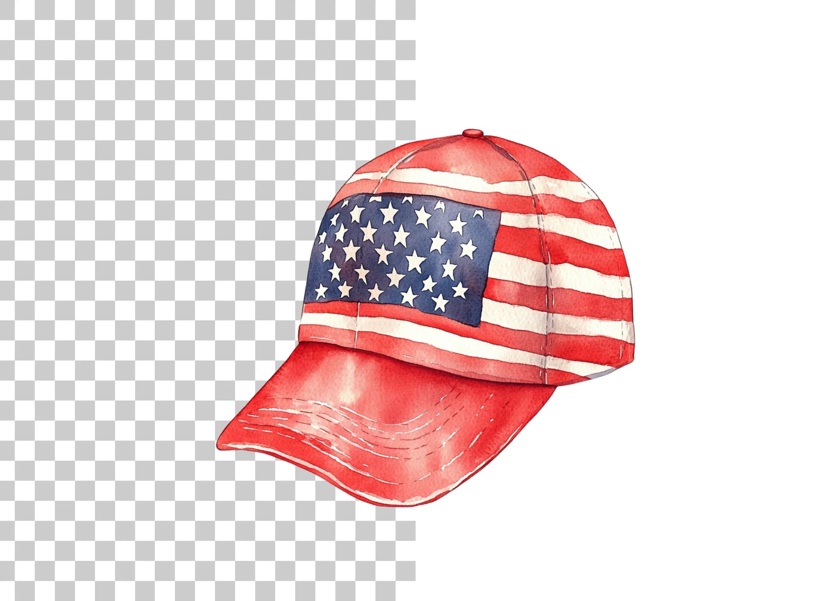 American Flag Baseball Hat Clipart Bundle