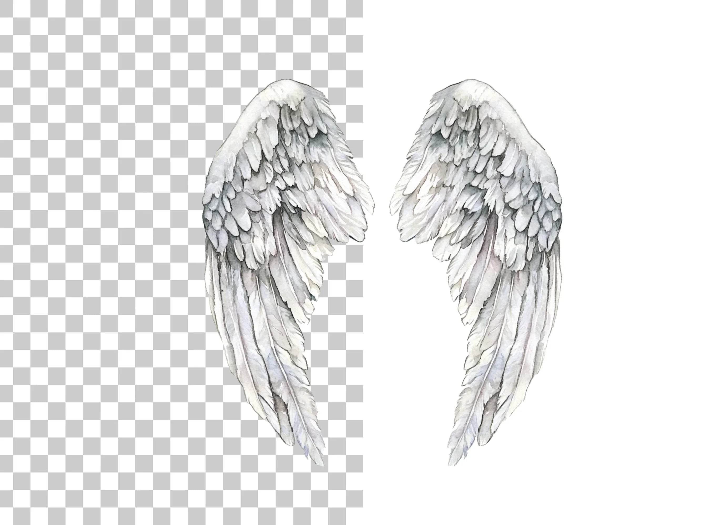 Elegant White Angel Wings Clipart Bundle