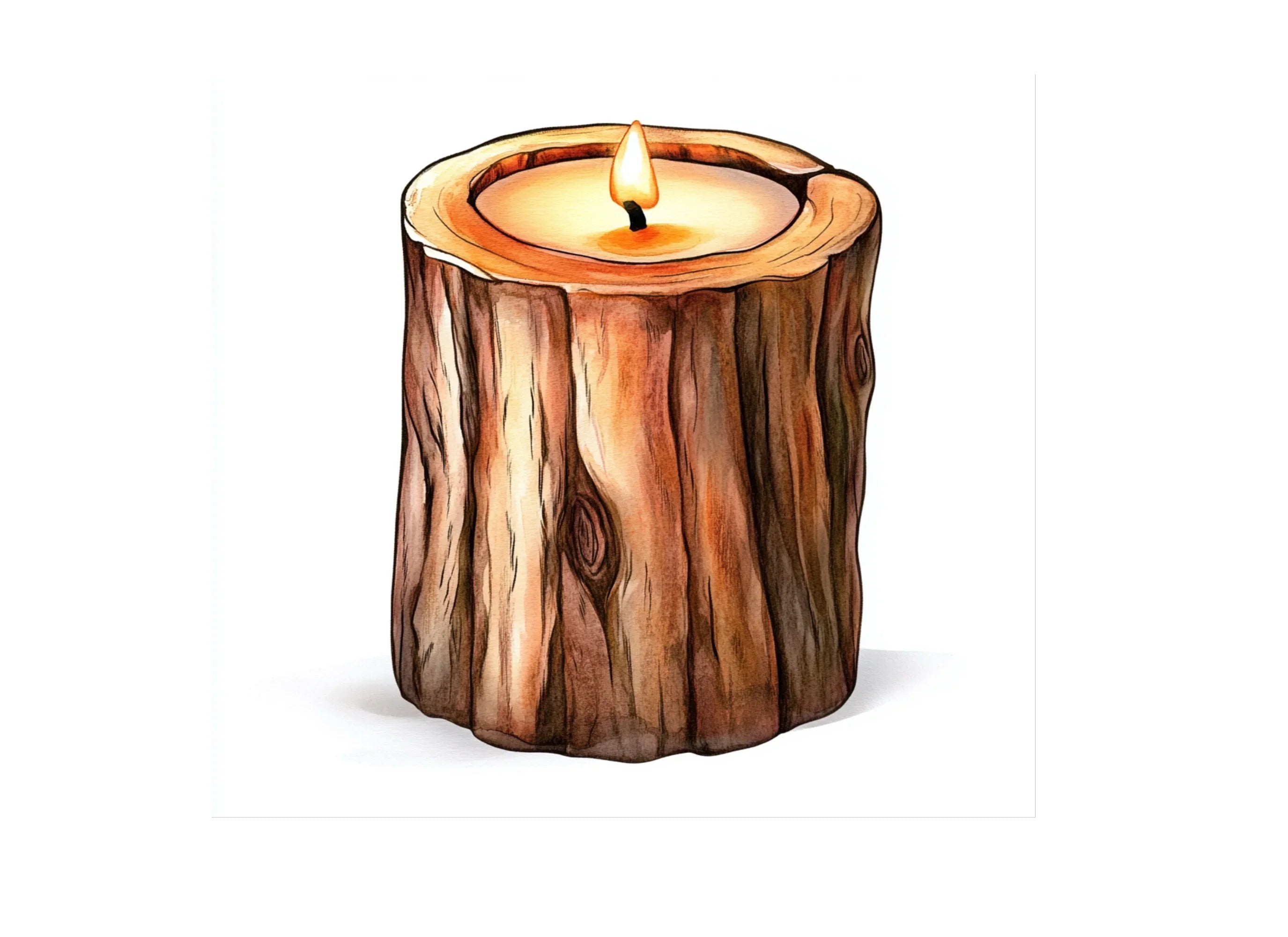 Rustic Wood Candle Clipart Bundle