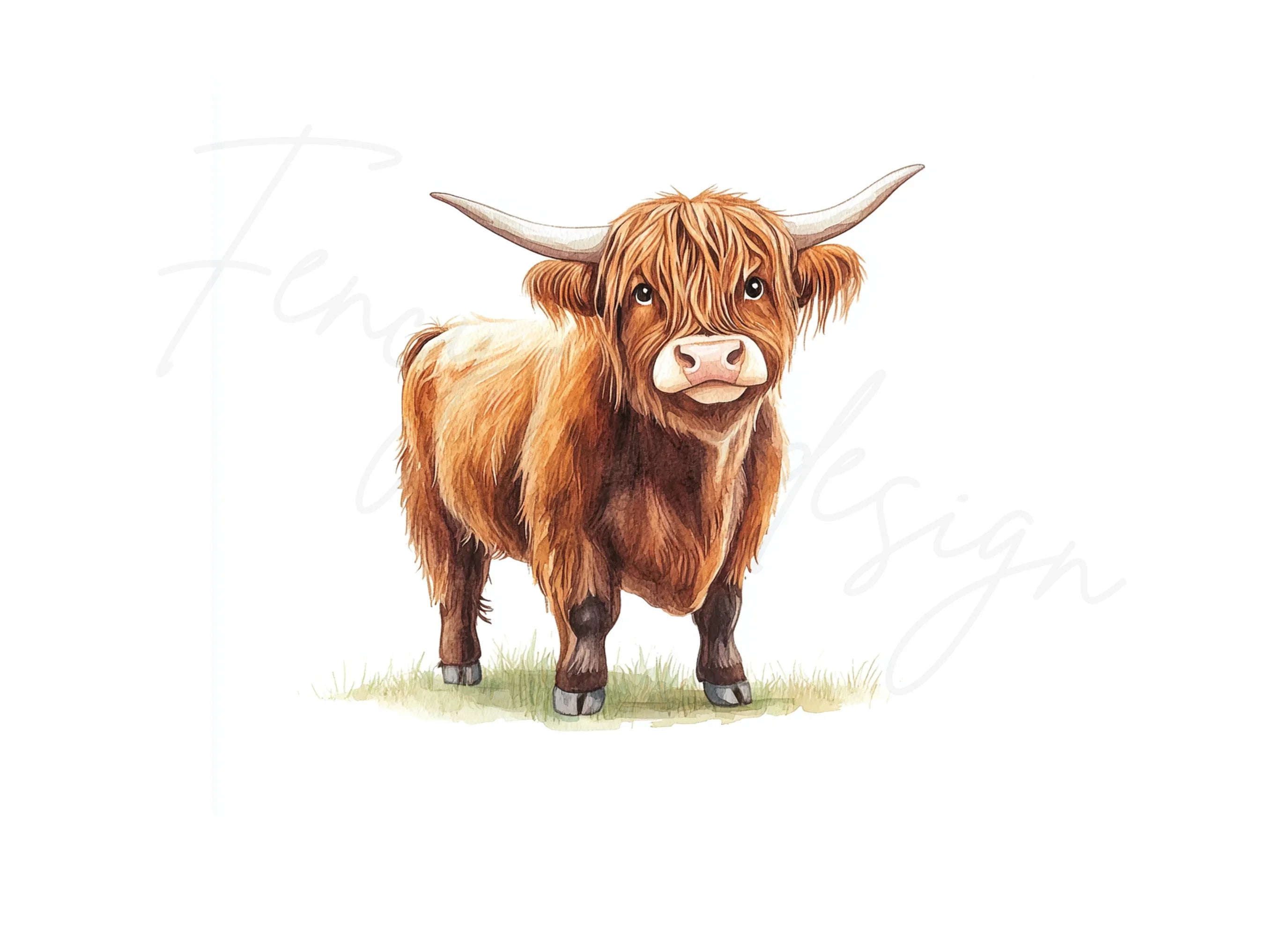 Cute Highland Cow Clipart Bundle
