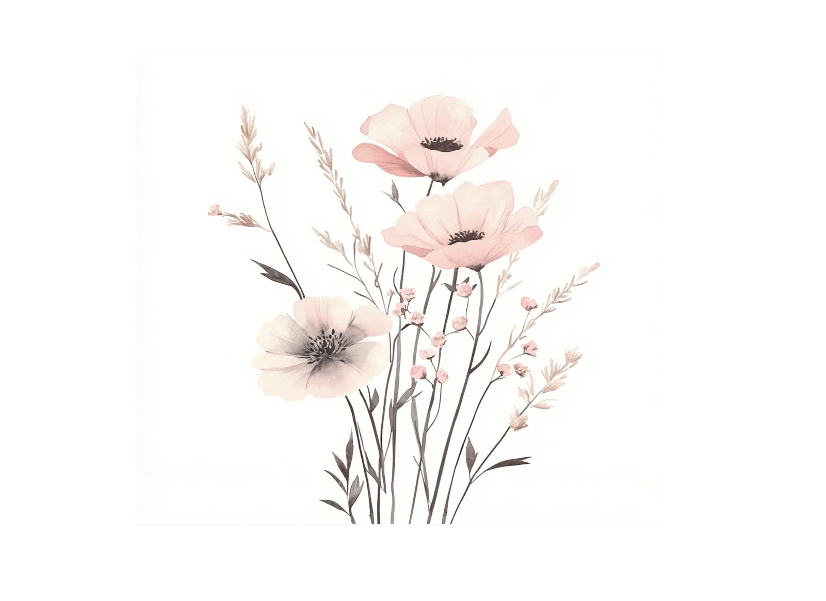 Blush Floral Notebook Clipart Bundle