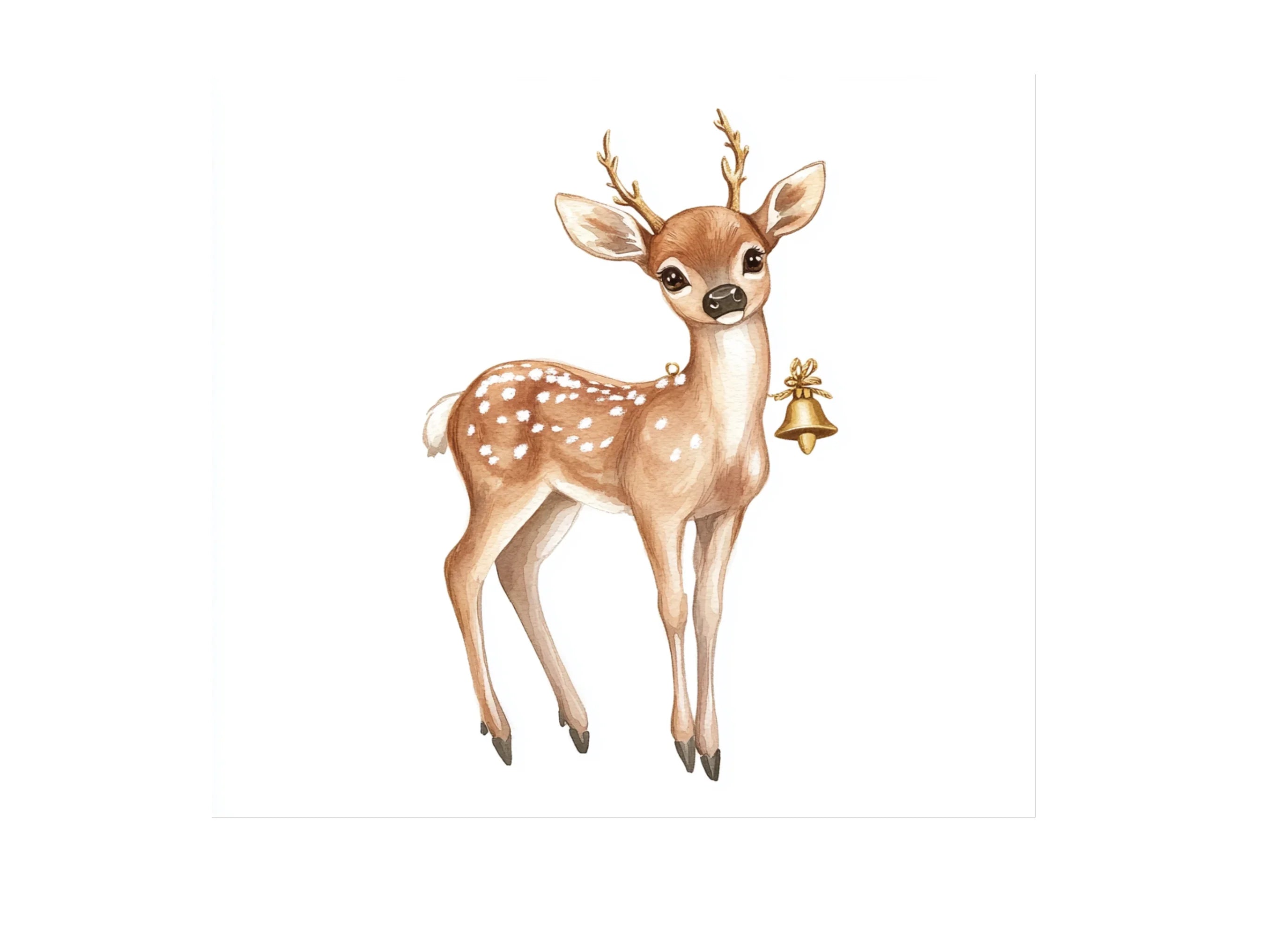Cute Fawn with Christmas Bells Clipart Bundle