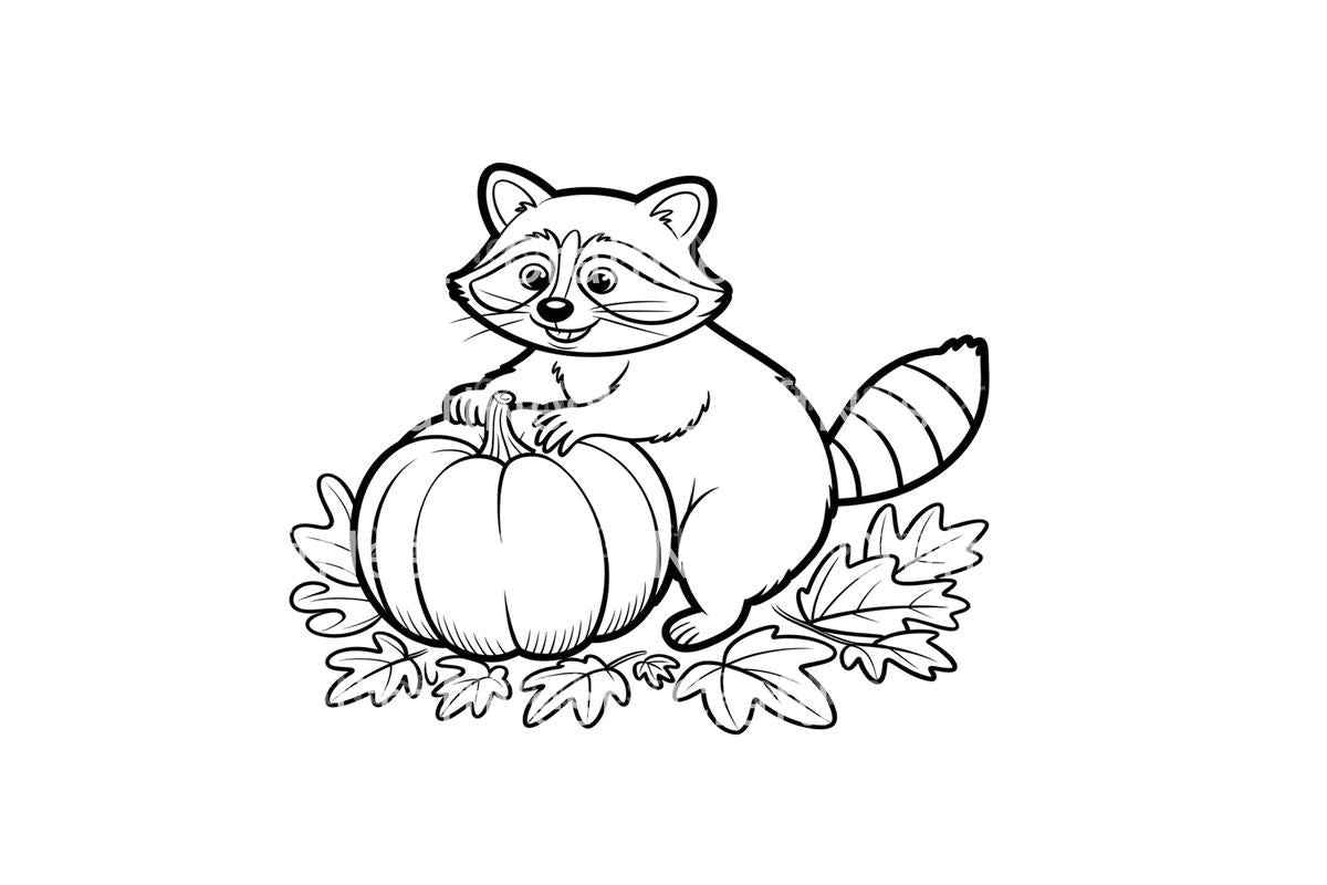 Cute Raccoon Pumpkin Coloring Books