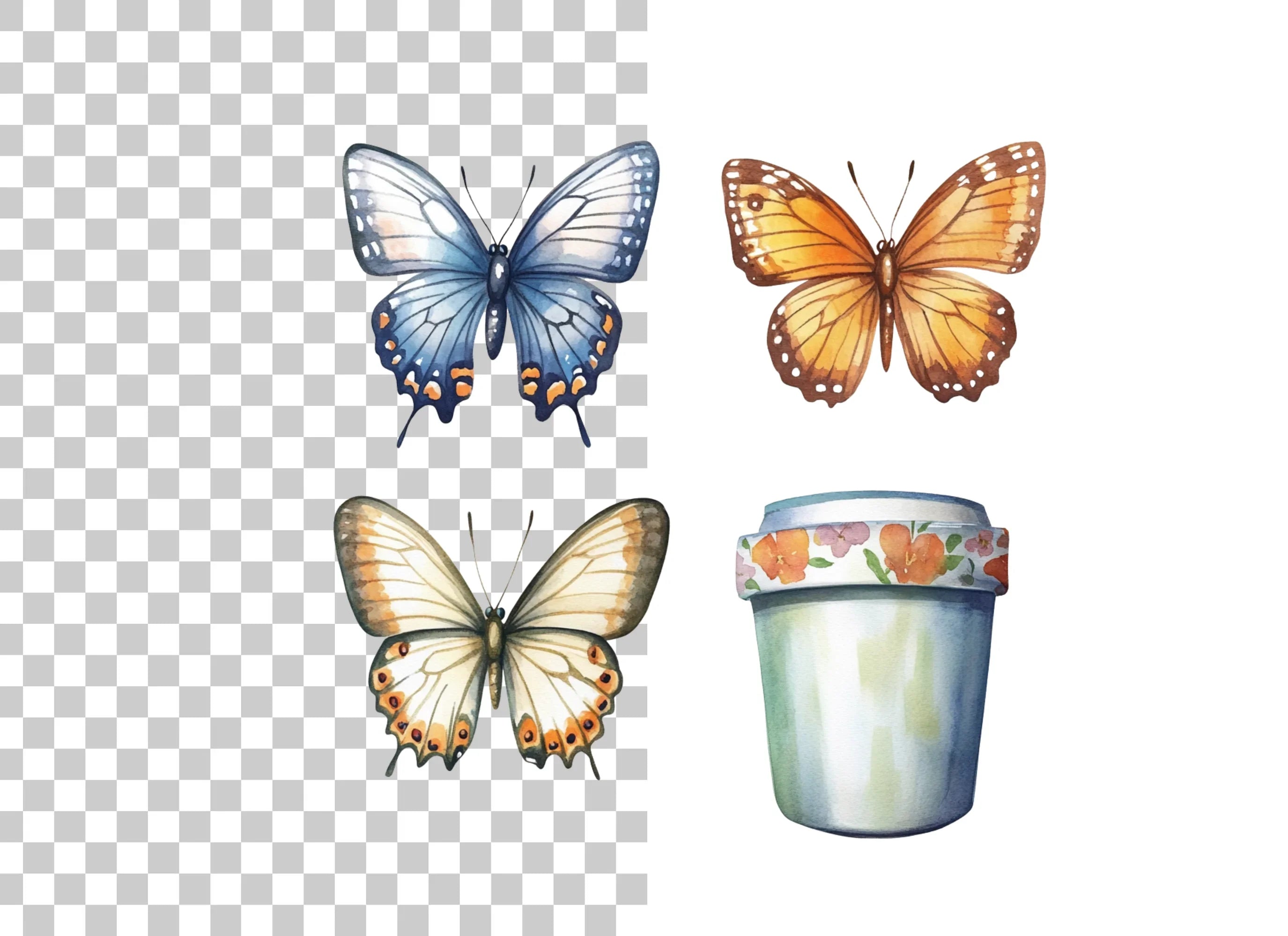 Butterfly Cup Clipart Bundle
