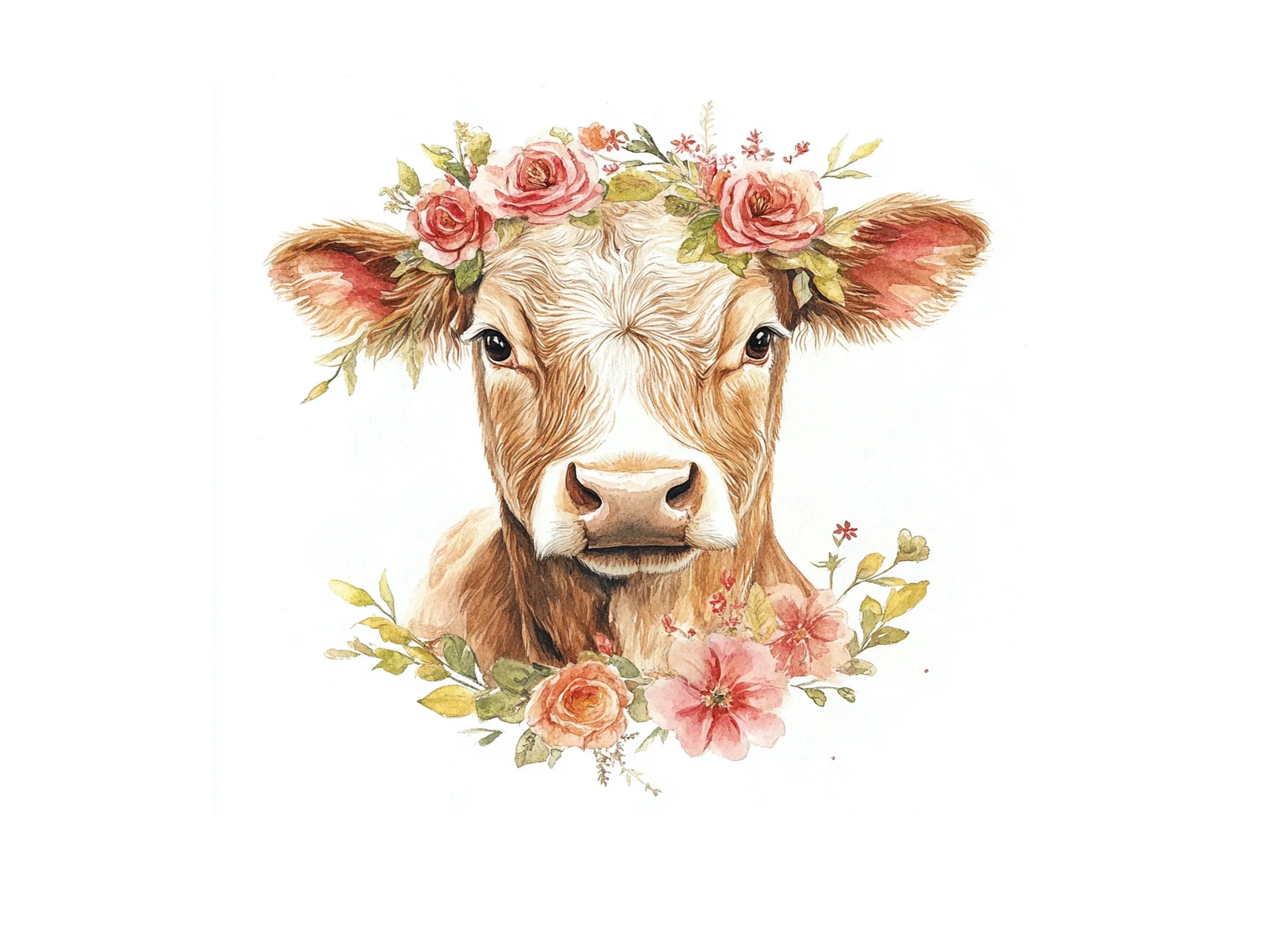 Cute Cow Flower Crown Clipart Bundle