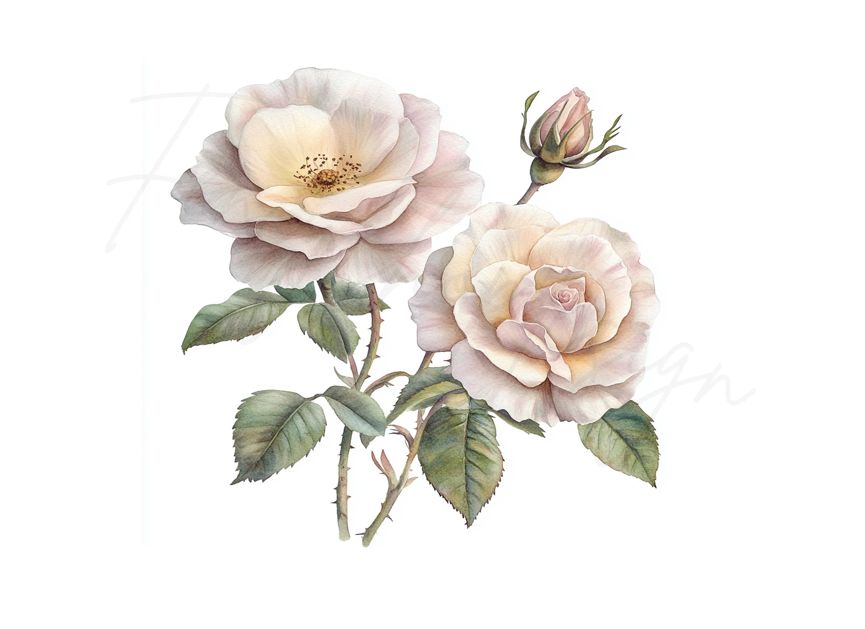 Elegant White Rose Clipart Bundle