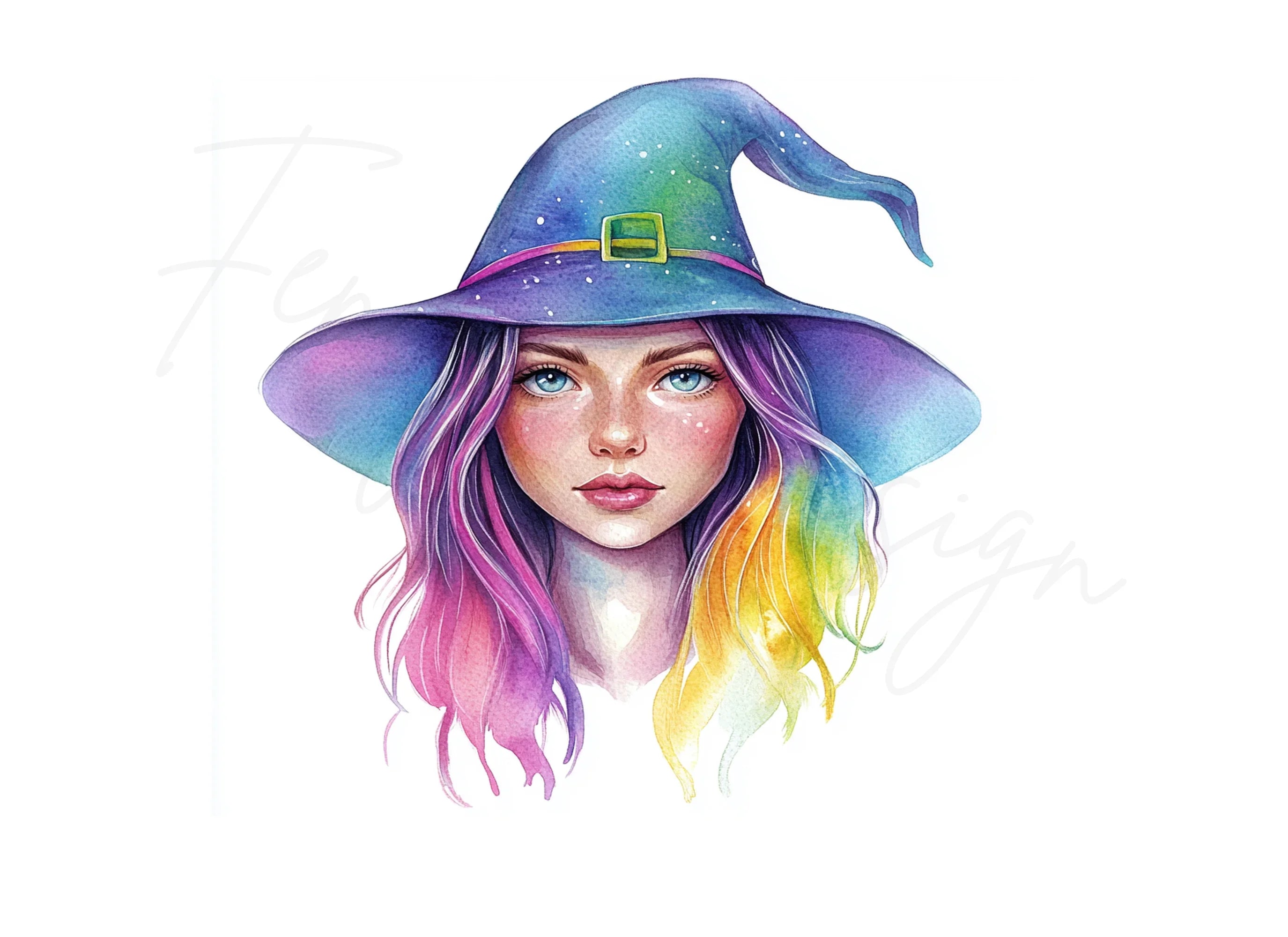 Vibrant Witch Hat Girls Clipart Bundle