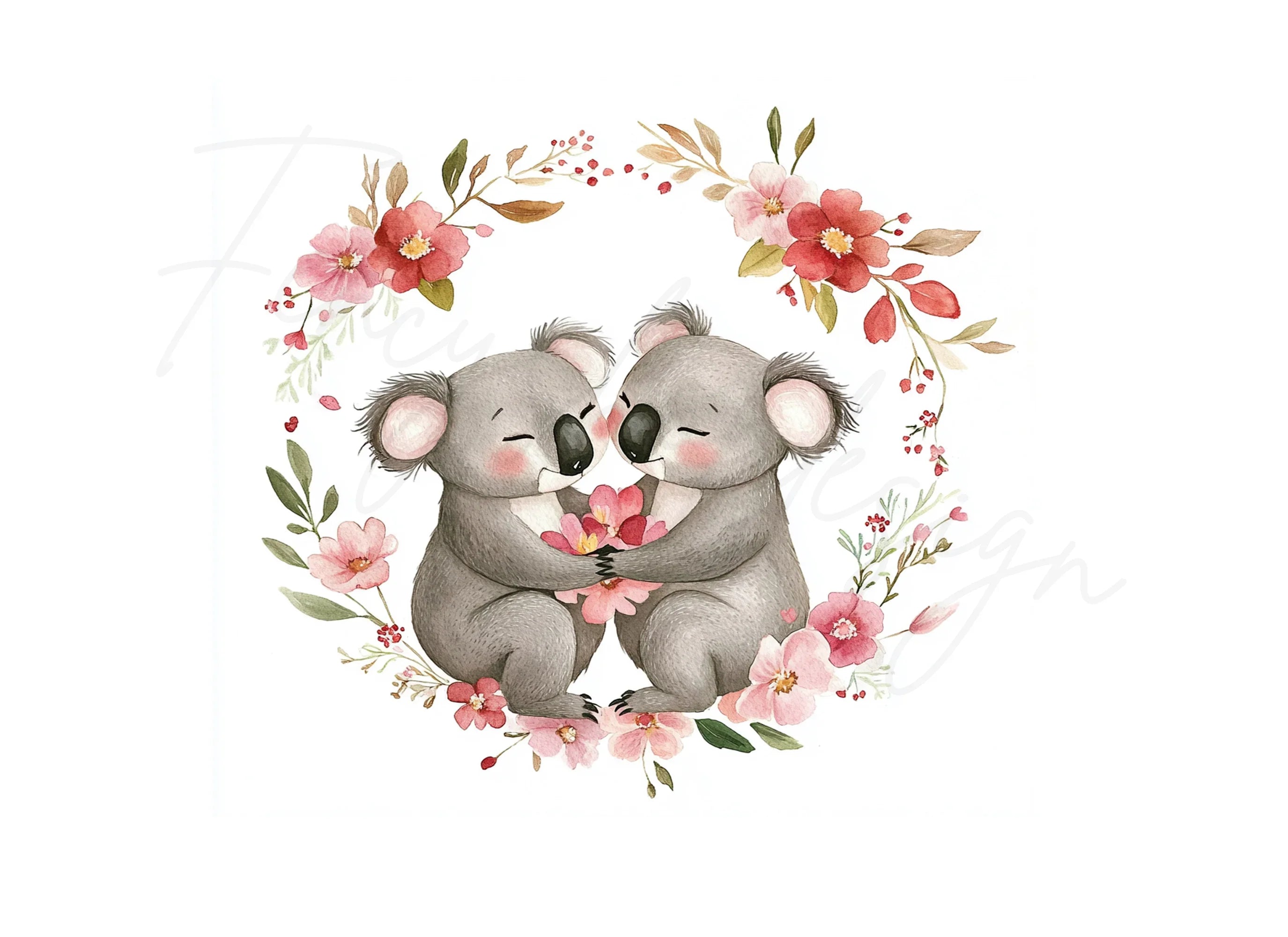 Cute Koala Couple Clipart Bundle