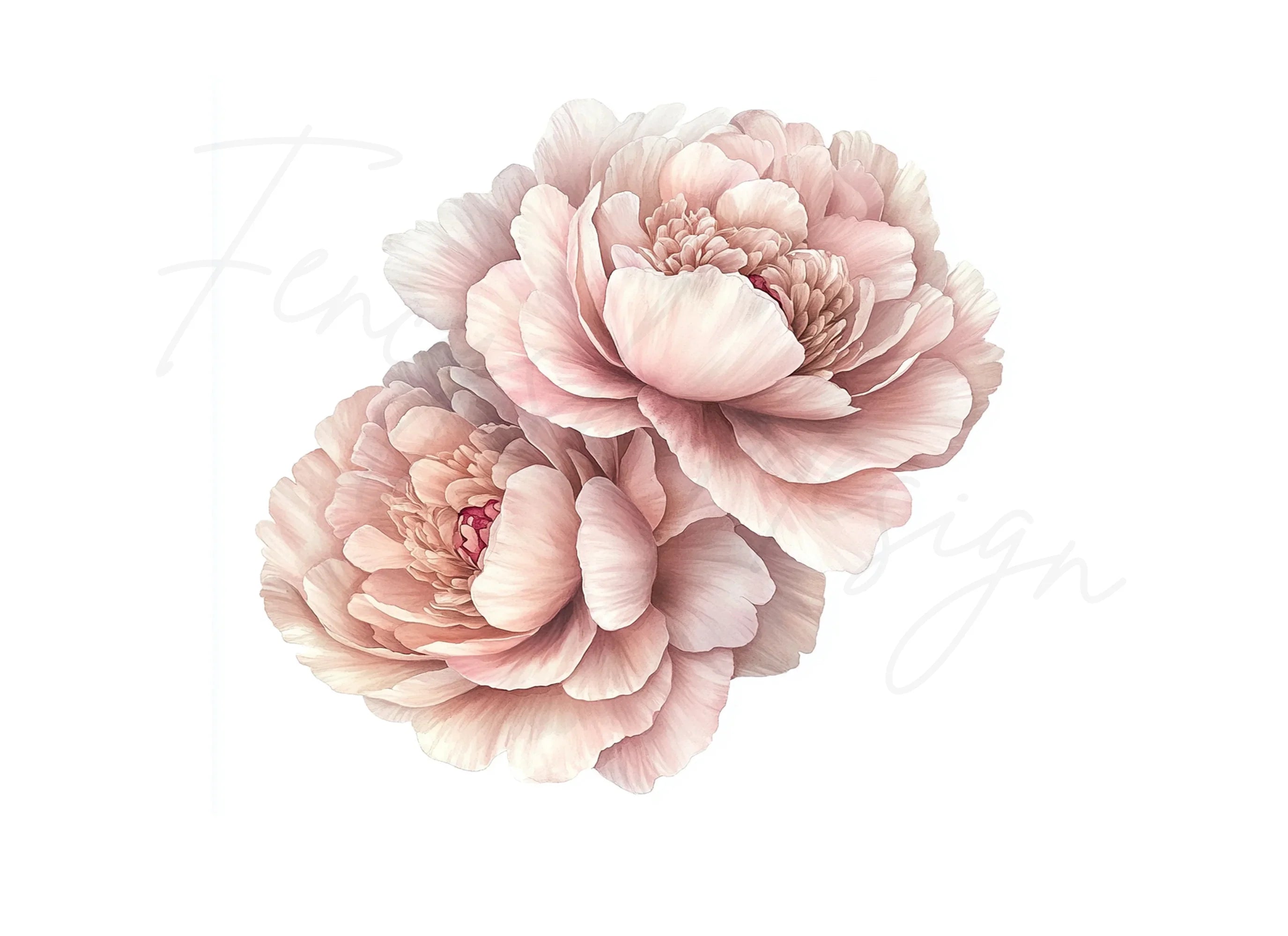Elegant Pink Peony Clipart Bundle