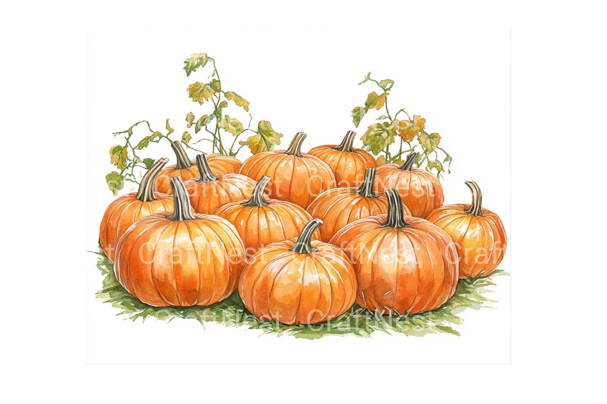 Kids Picking Pumpkins In Pumpkin Patch Clipart Bundle