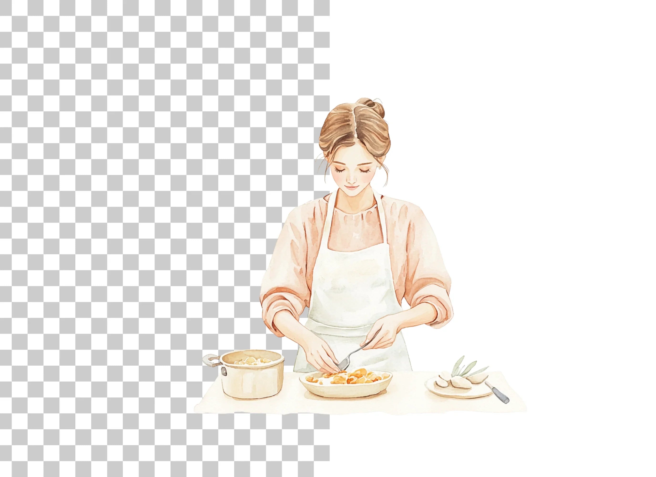 Women's Pasta Cooking Clipart Bundle