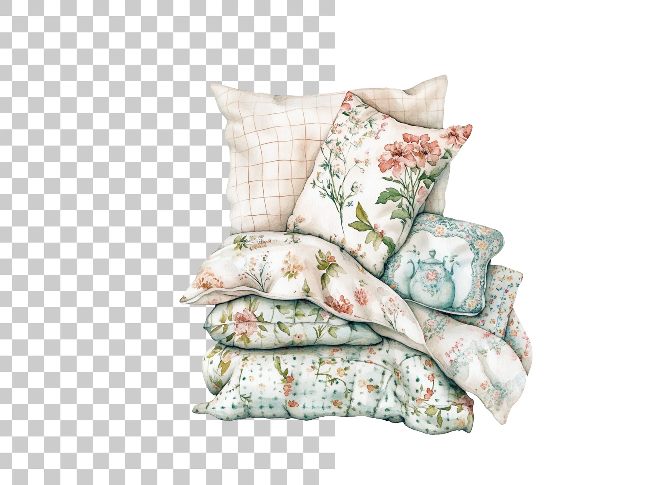 Floral Pillows Clipart Bundle