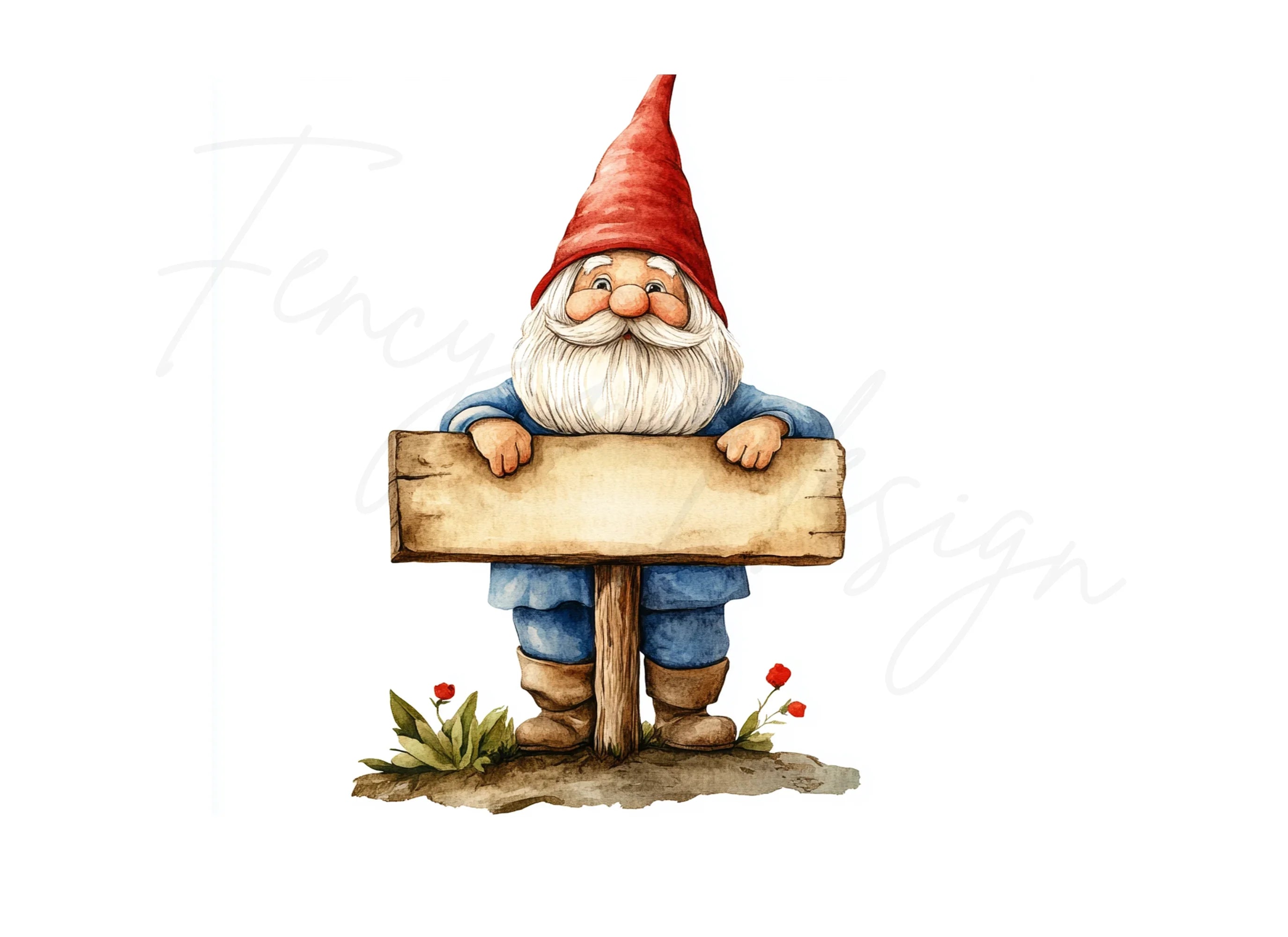 Cute Gnomes with Signs Clipart Bundle