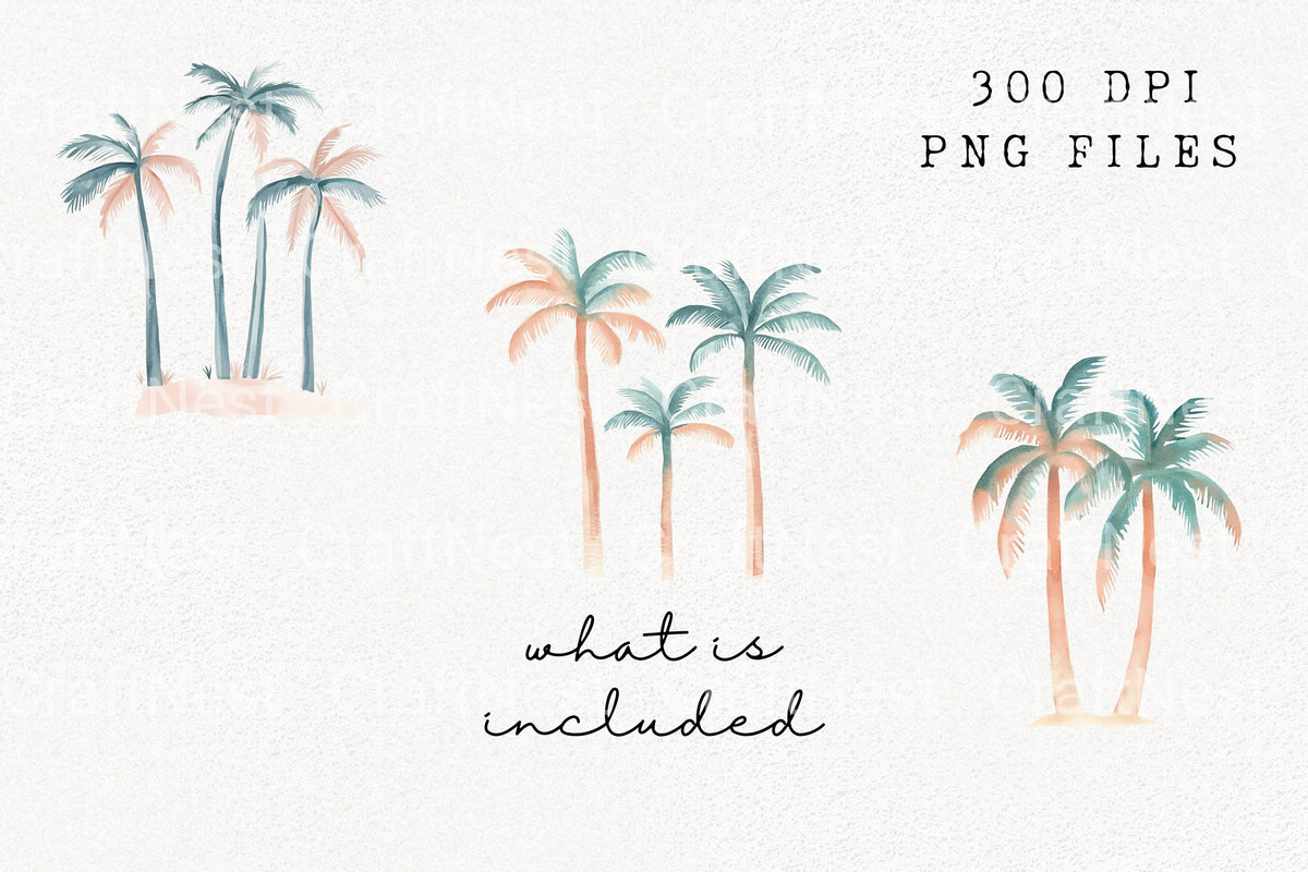 Tropical Palm Trees Clipart Bundle