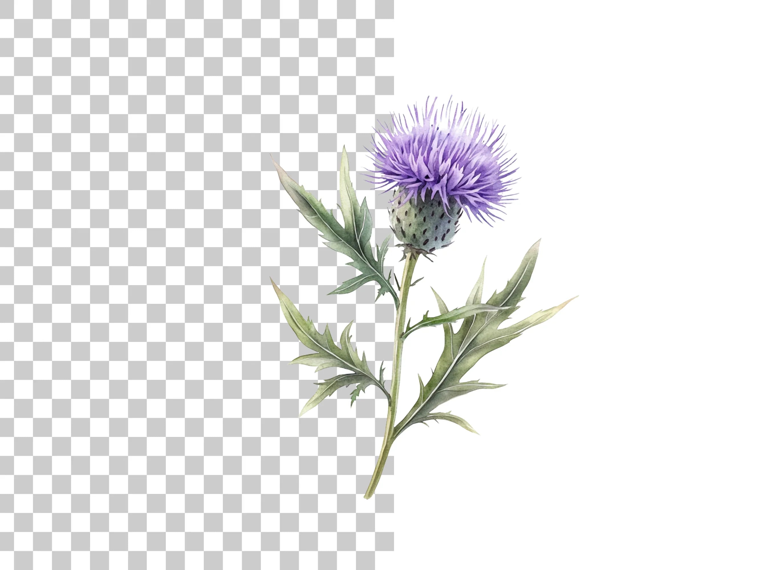 Scottish Thistle Flower Clipart Bundle