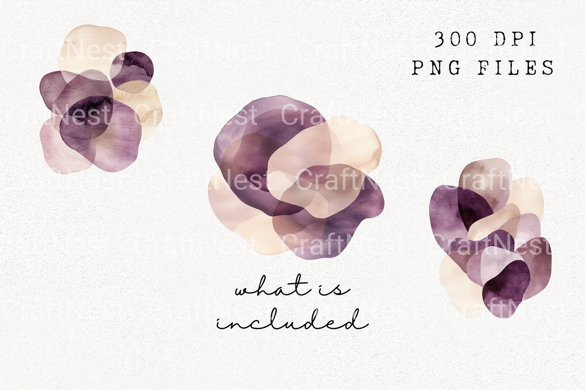 Abstract Purple Boho Shapes Clipart Bundle