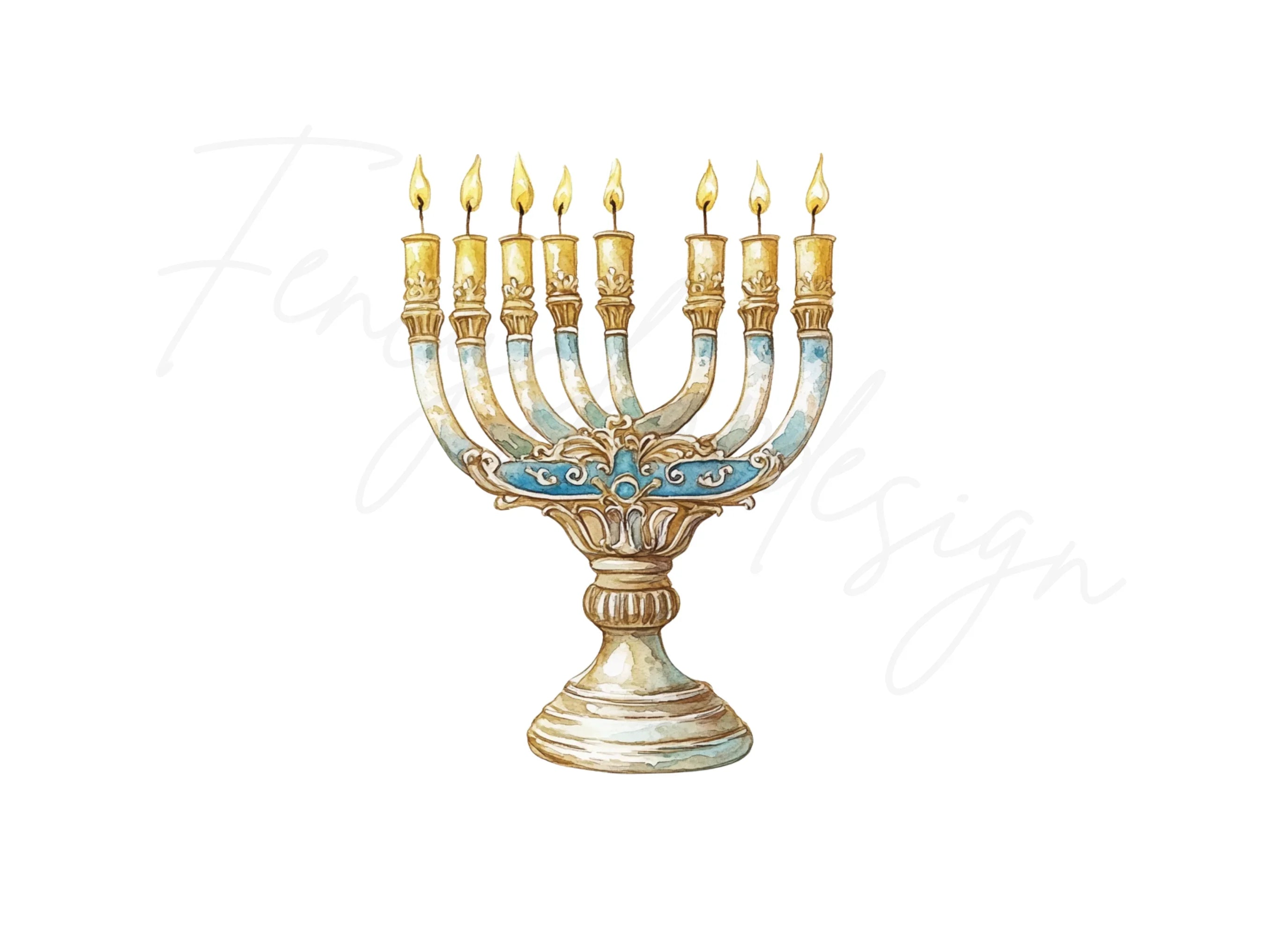 Elegant Hanukkah Menorahs Clipart Bundle