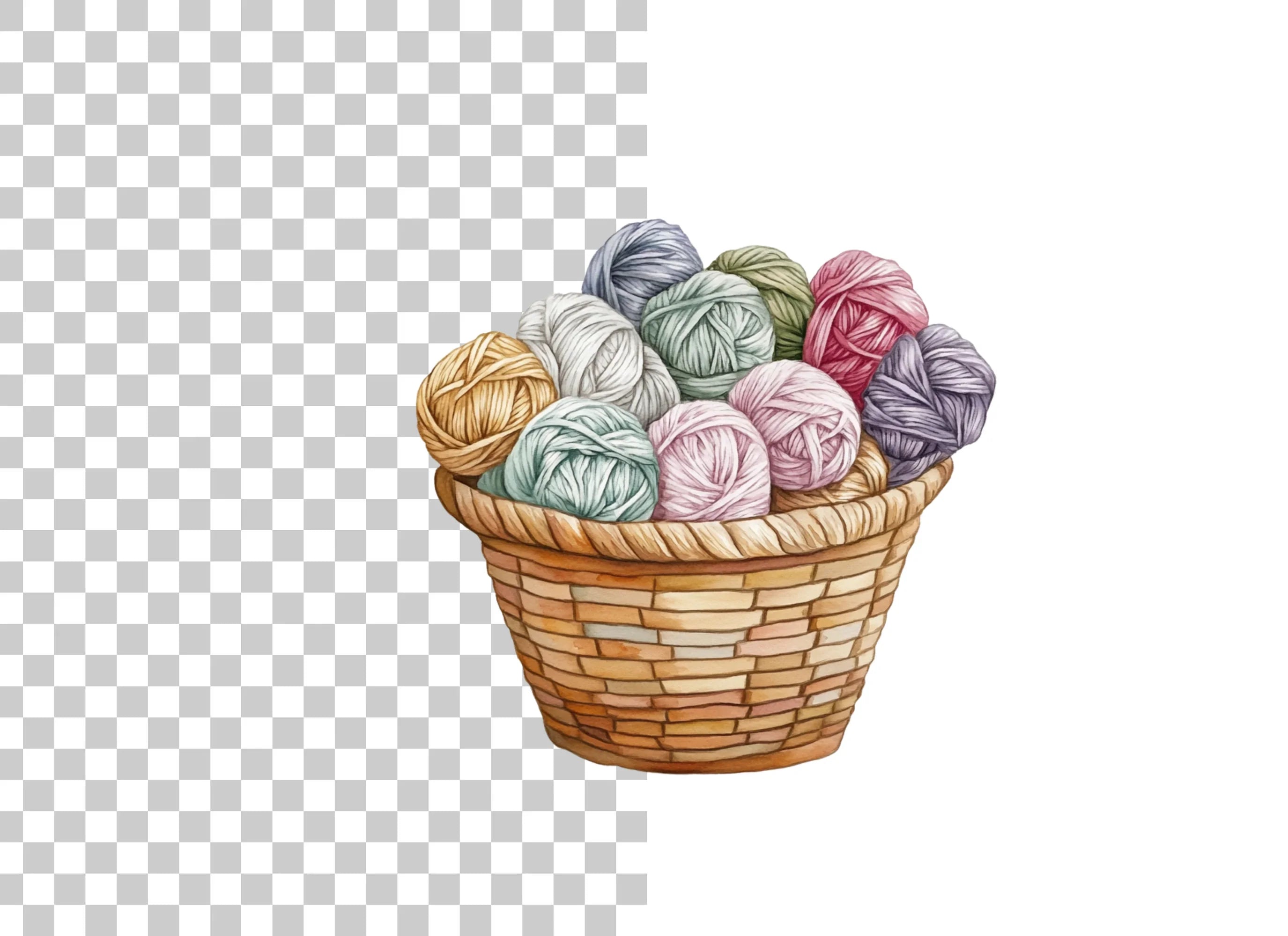 Cozy Yarn Basket Clipart Bundle
