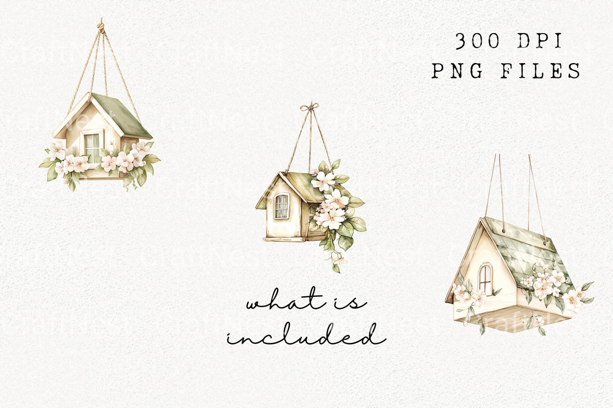Charming Birdhouse Clipart Bundle