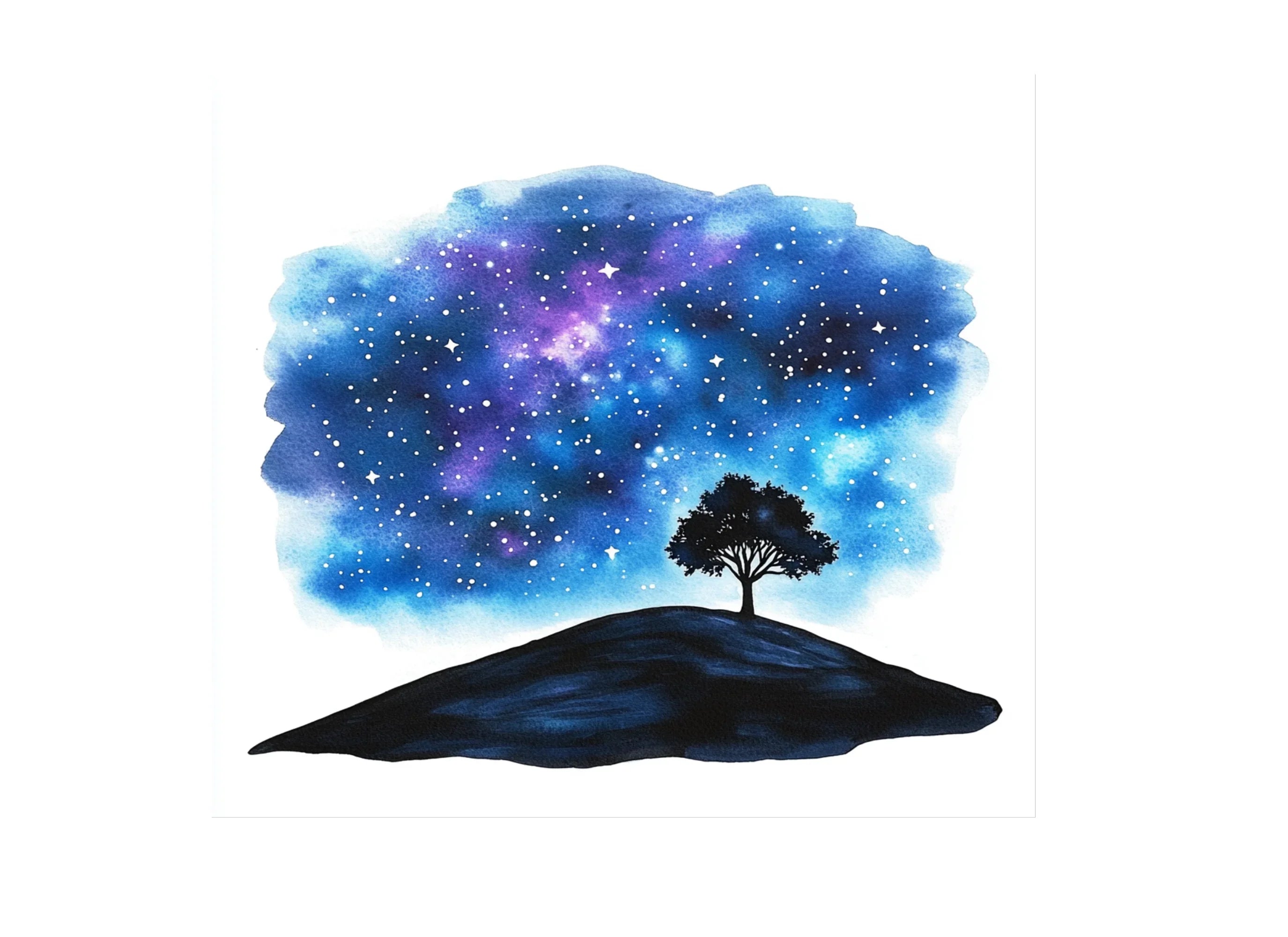 Night Sky Tree Clipart Bundle
