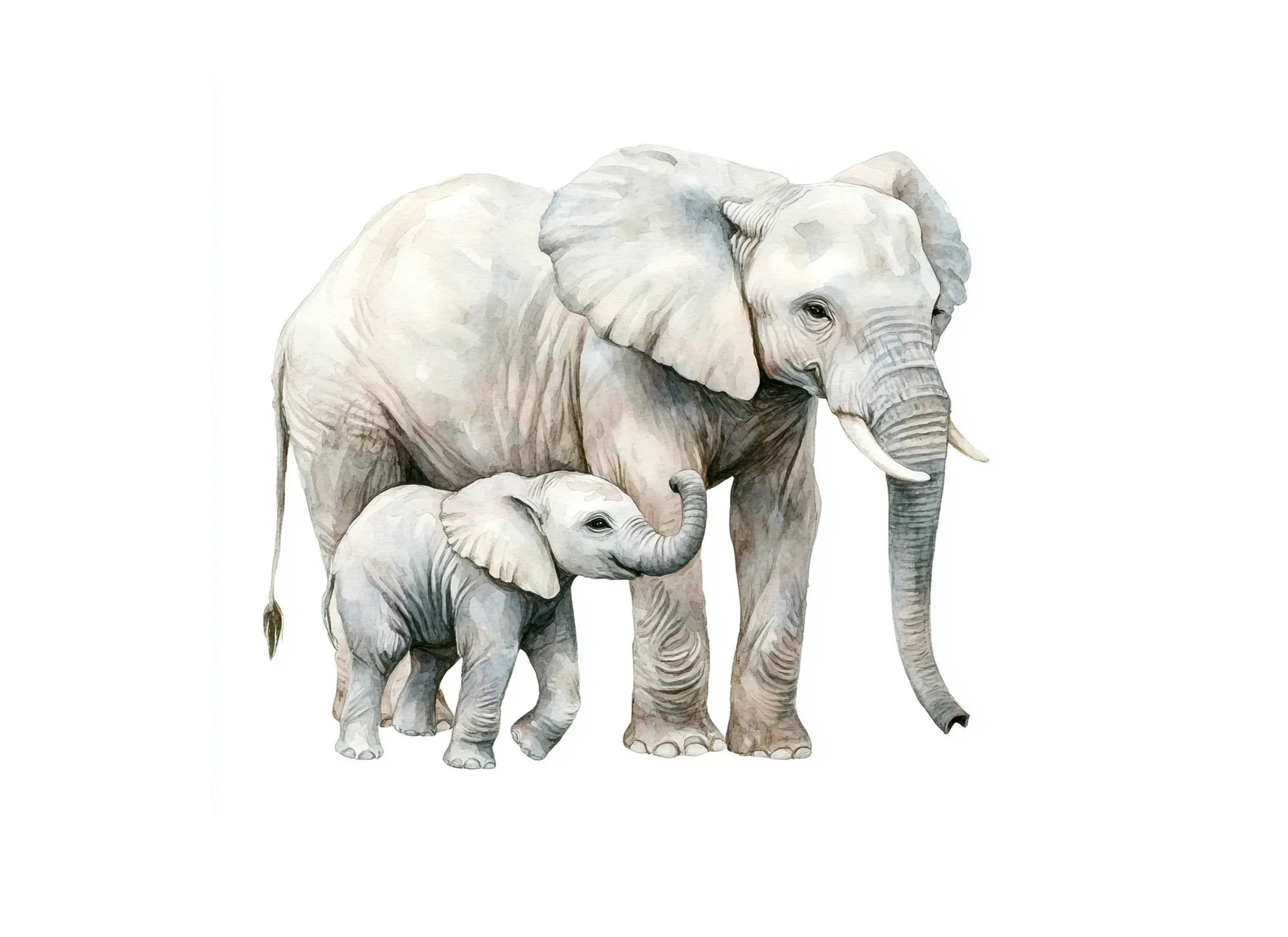 Cute Elephant Mother and Baby Clipart Bundle