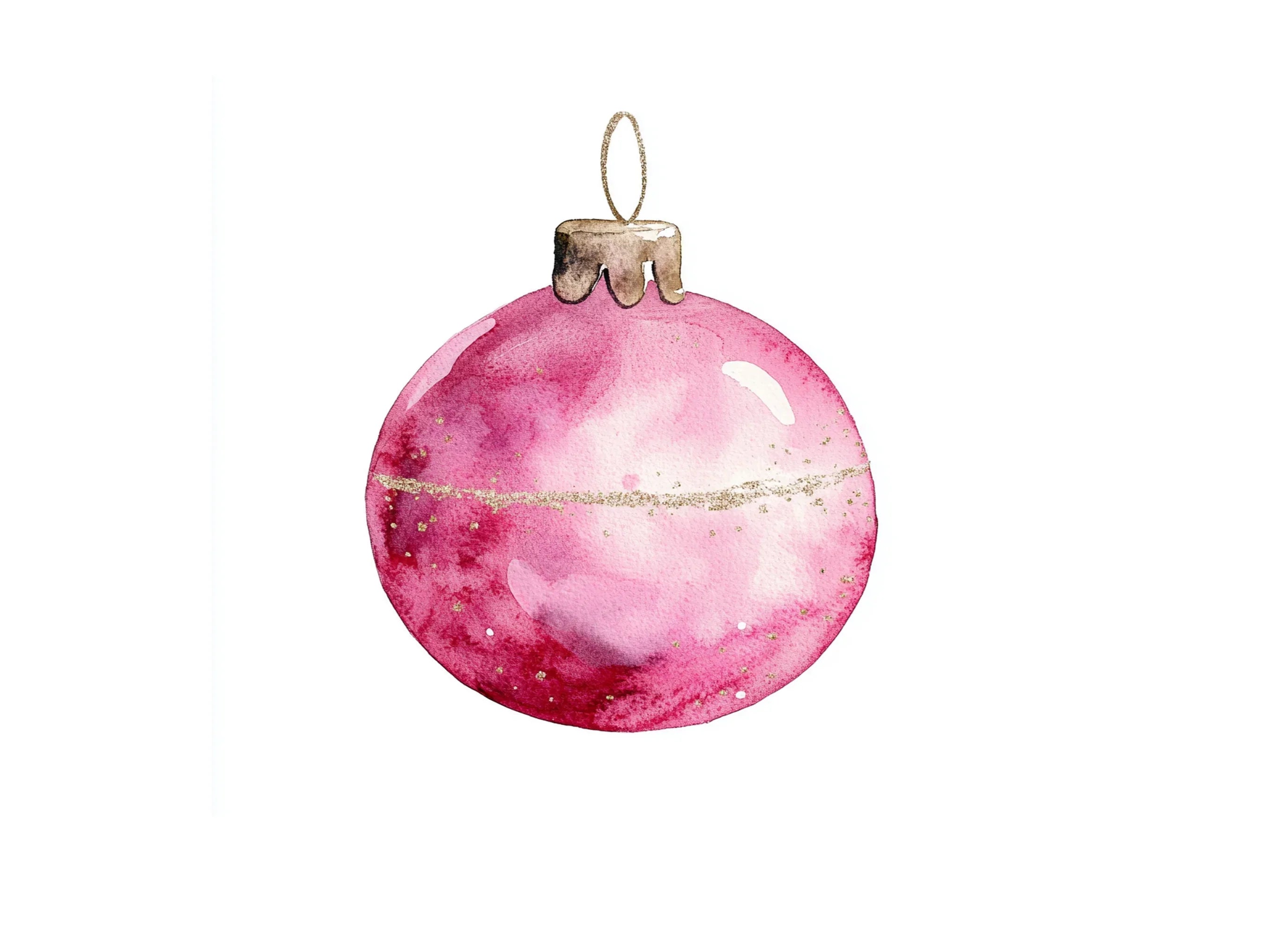 Pink Christmas Ornament Clipart Bundle