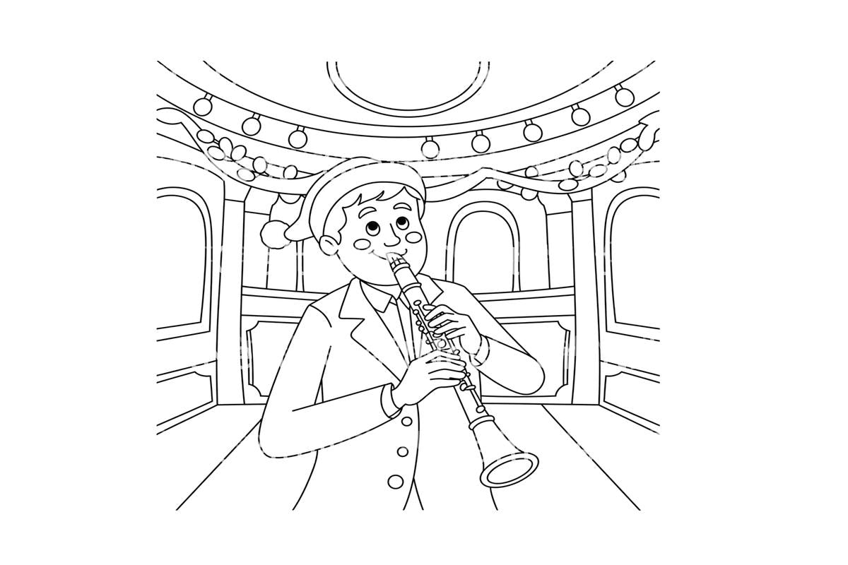 Christmas Clarinet Player Coloring Books