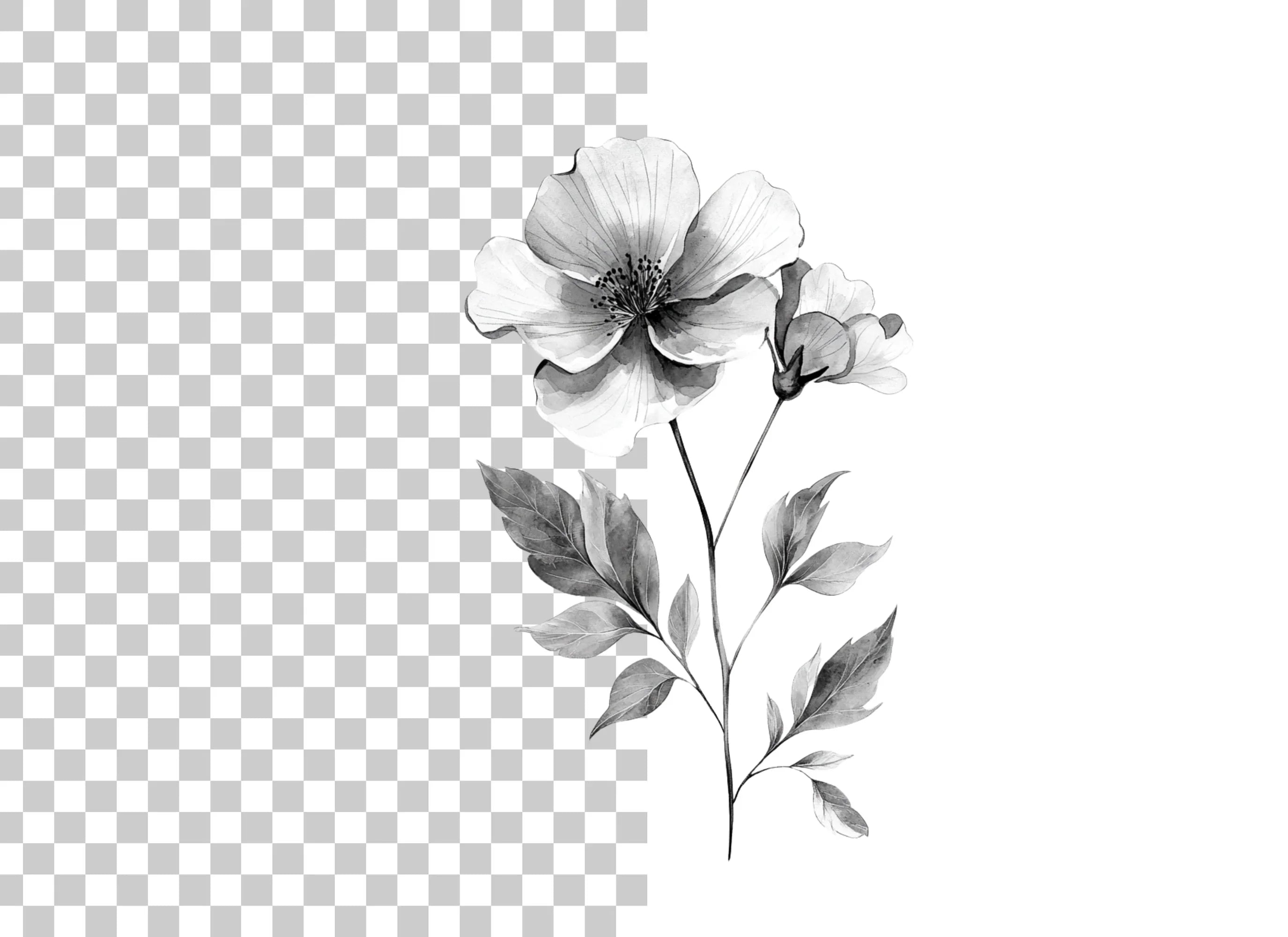 Monochrome Flower Clipart Bundle