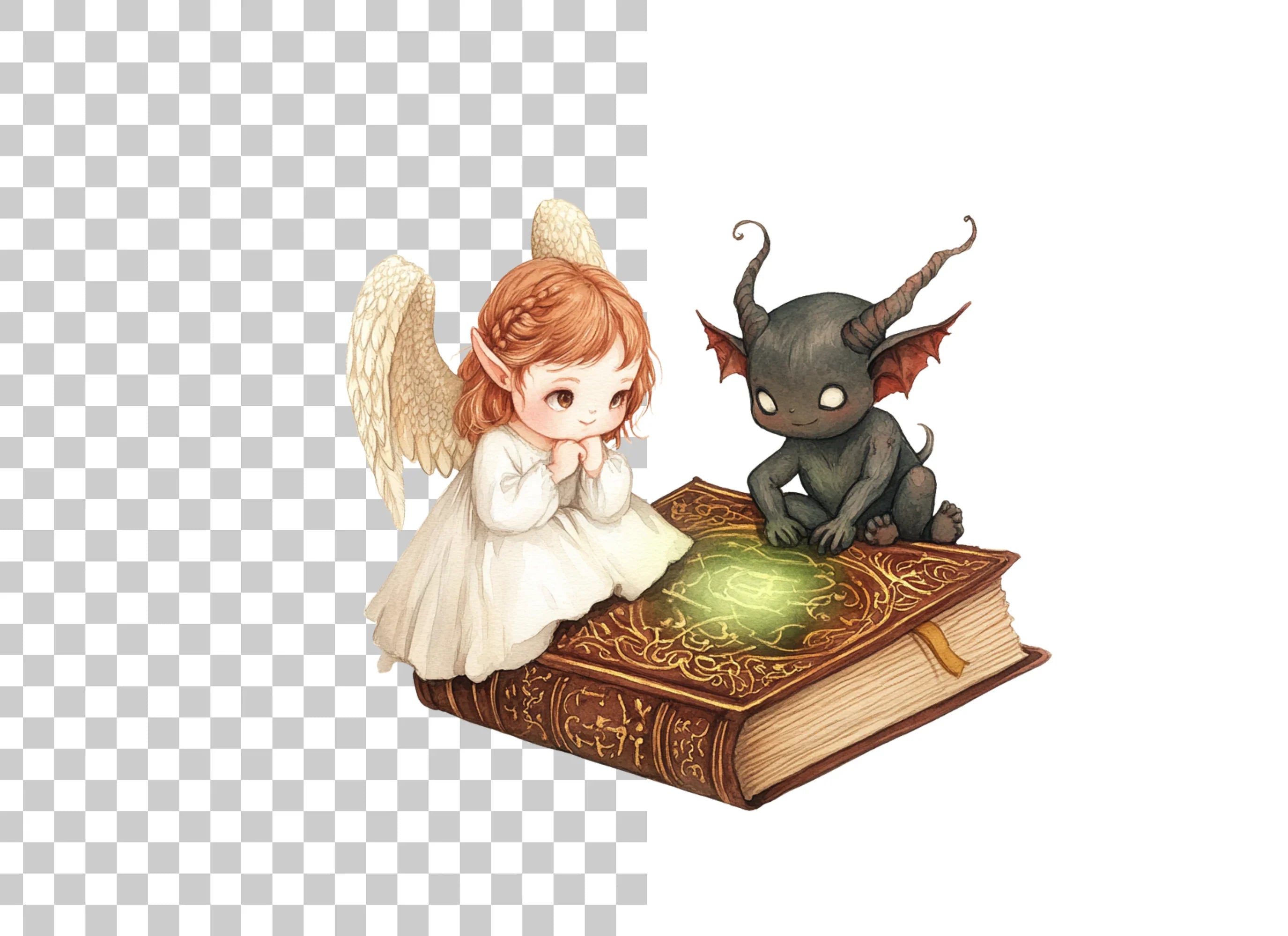 Angels and Devils Magic Books Clipart Bundle