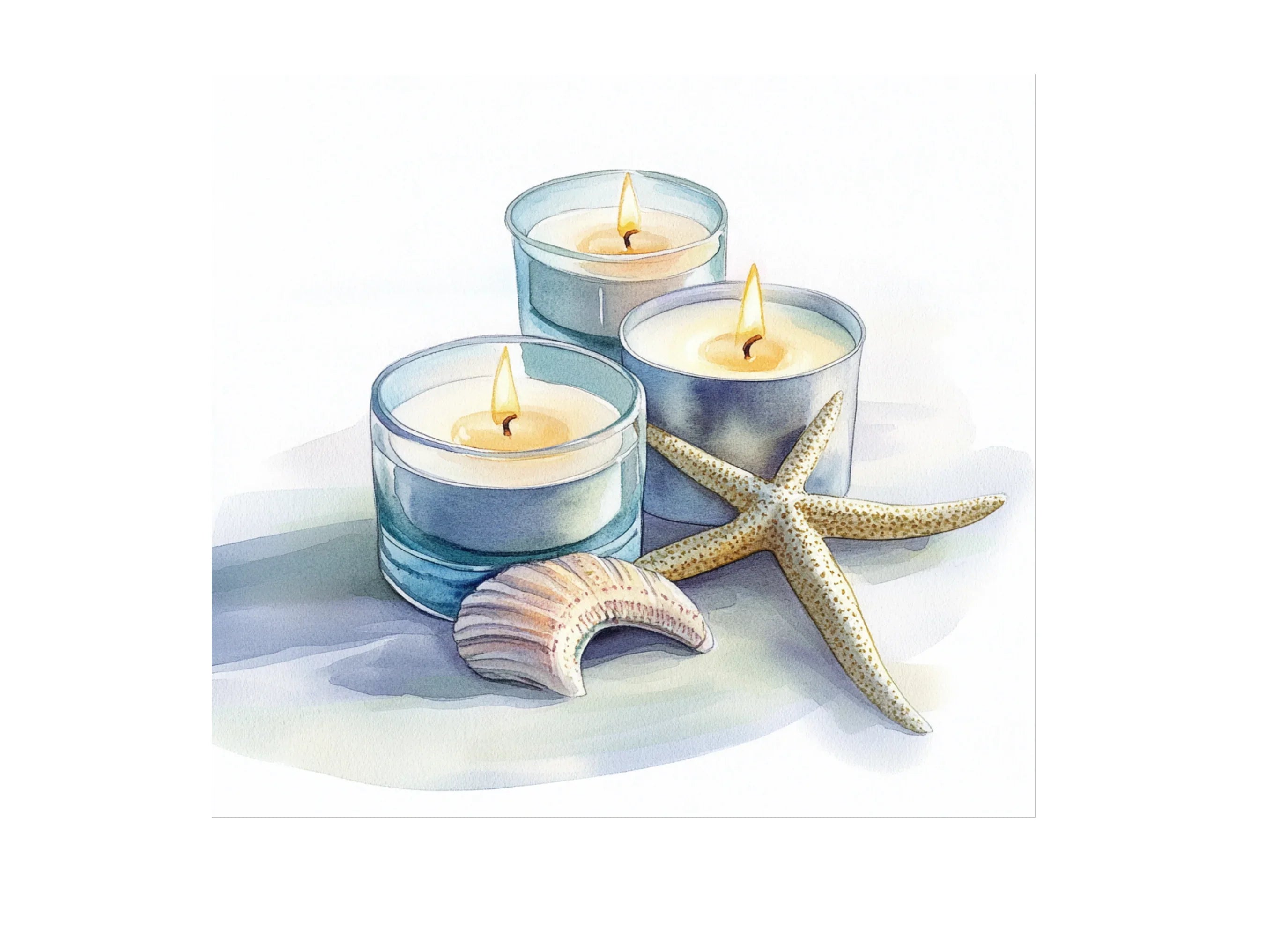Tealight Candles and Starfish Clipart Bundle