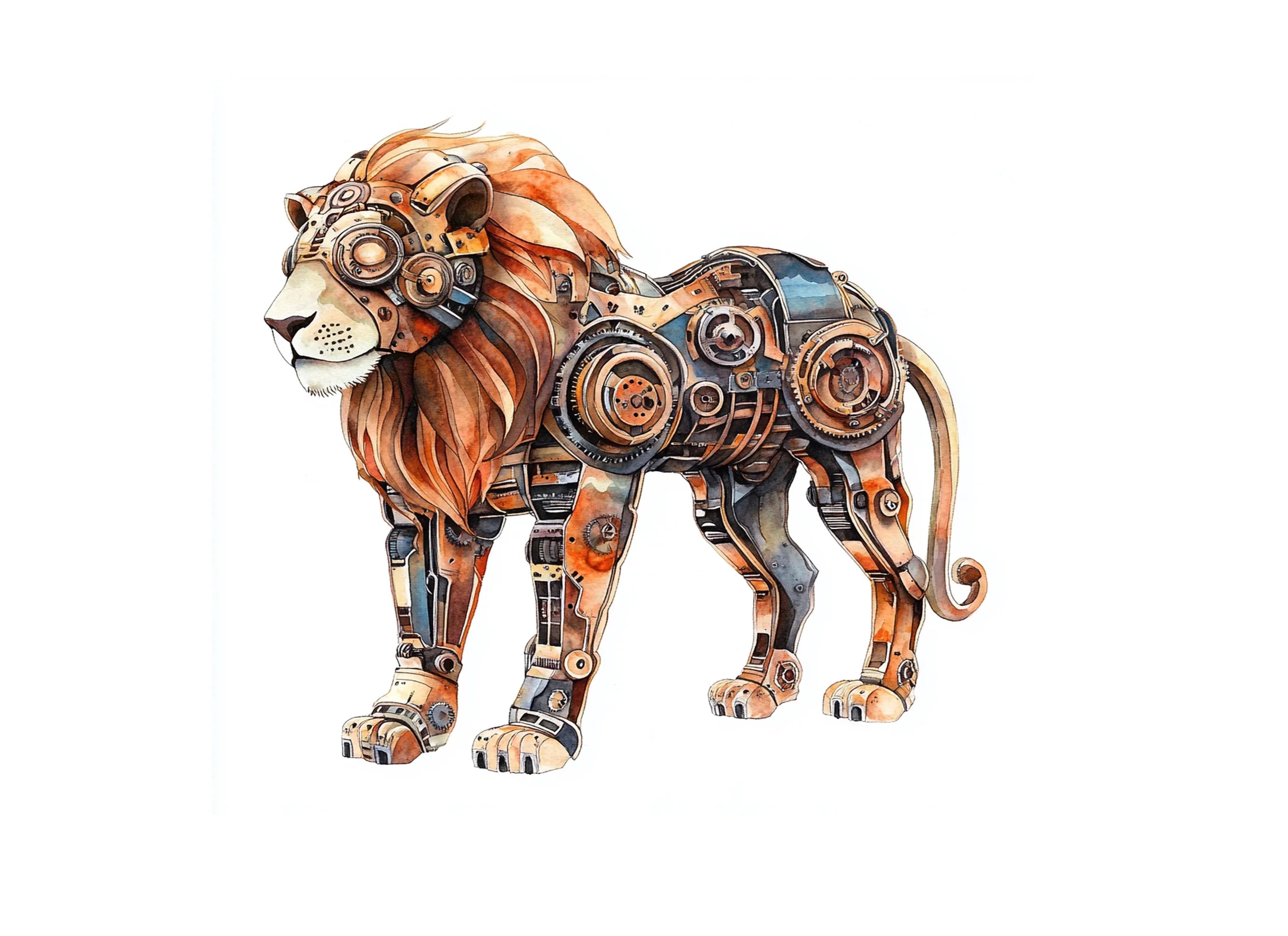 Steampunk Lion Clipart Bundle