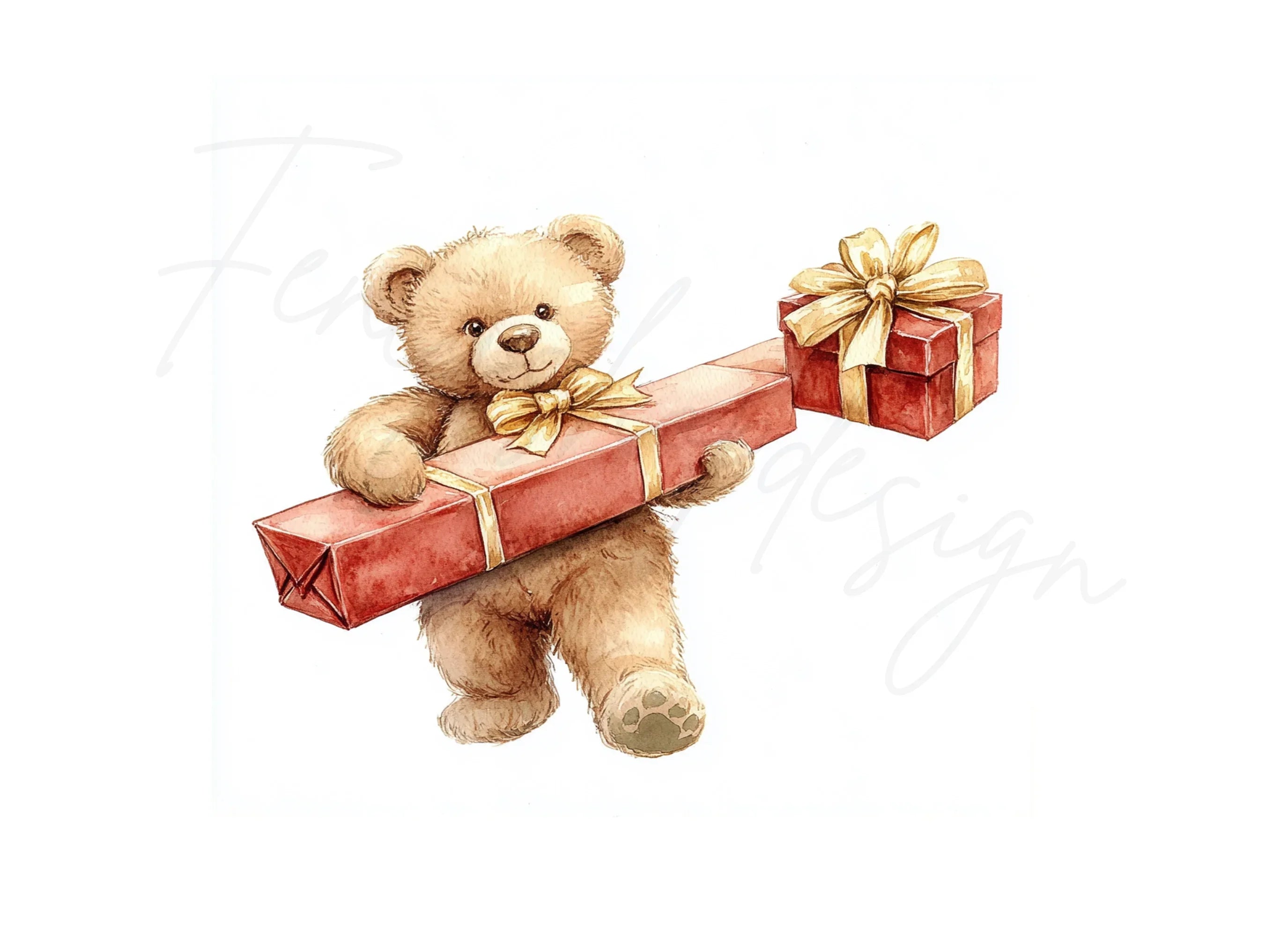 Cute Bear Holding Gifts Clipart Bundle