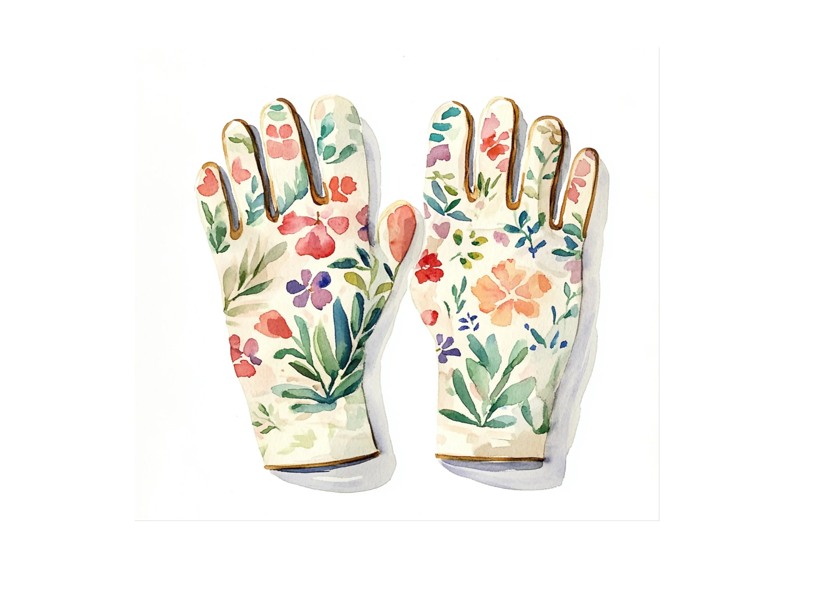 Floral Garden Gloves Clipart Bundle