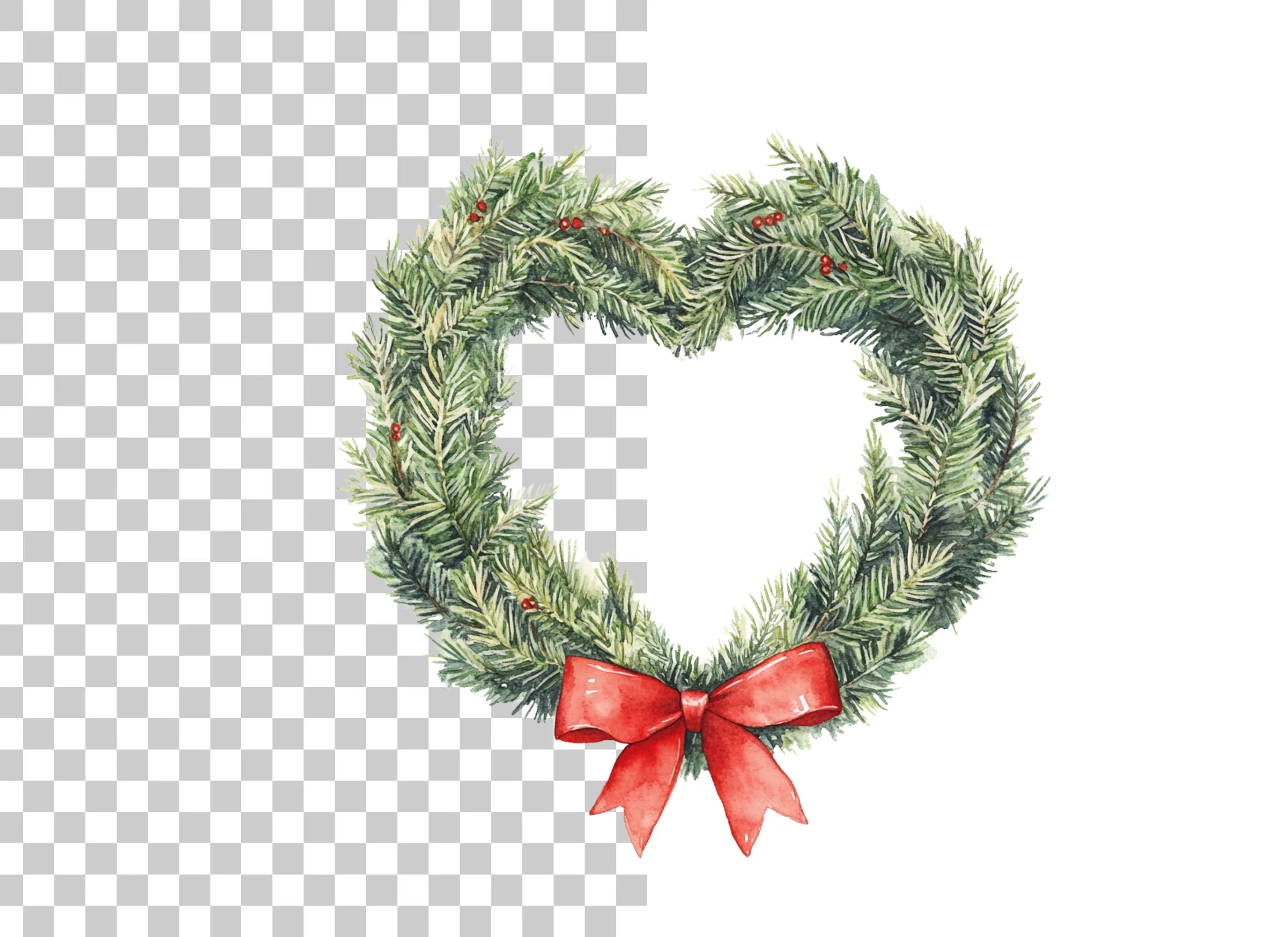 Christmas Heart Wreaths Clipart Bundle