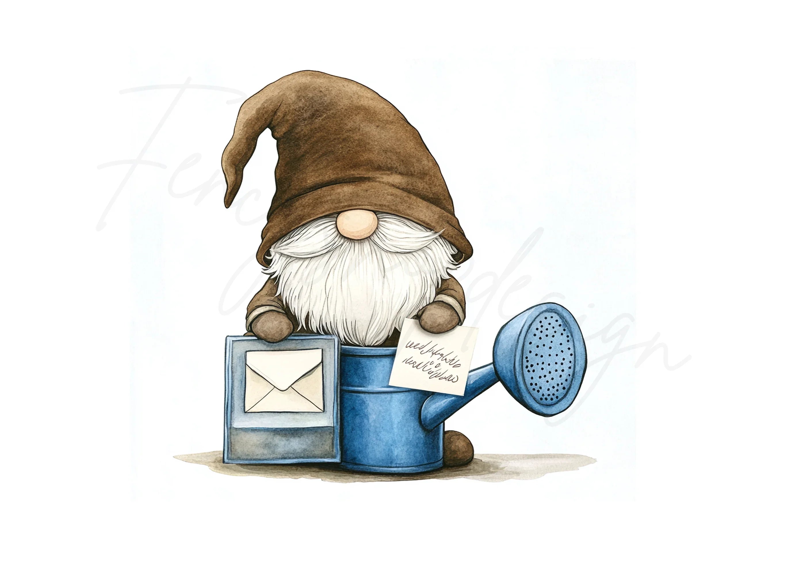 Cute Gnomes with Watering Cans Clipart Bundle