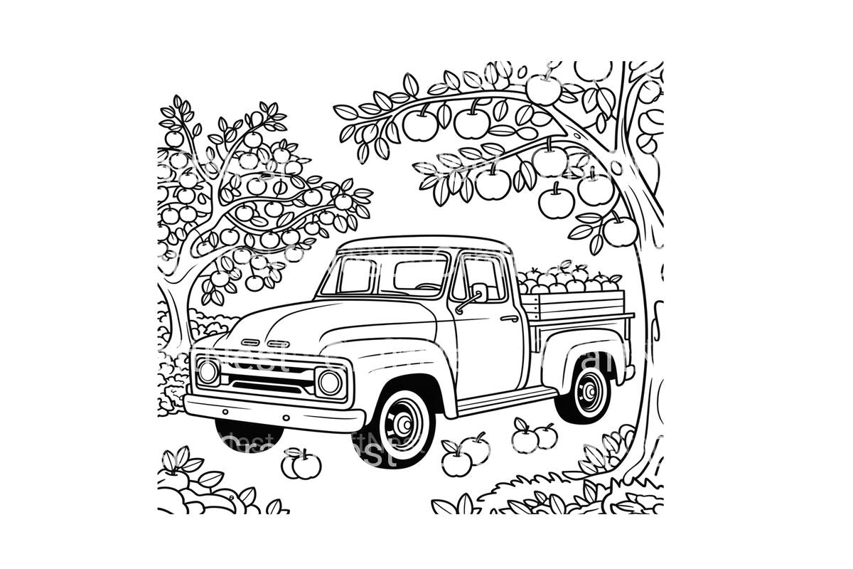 Apple Orchard Pickup Trucks Coloring Books