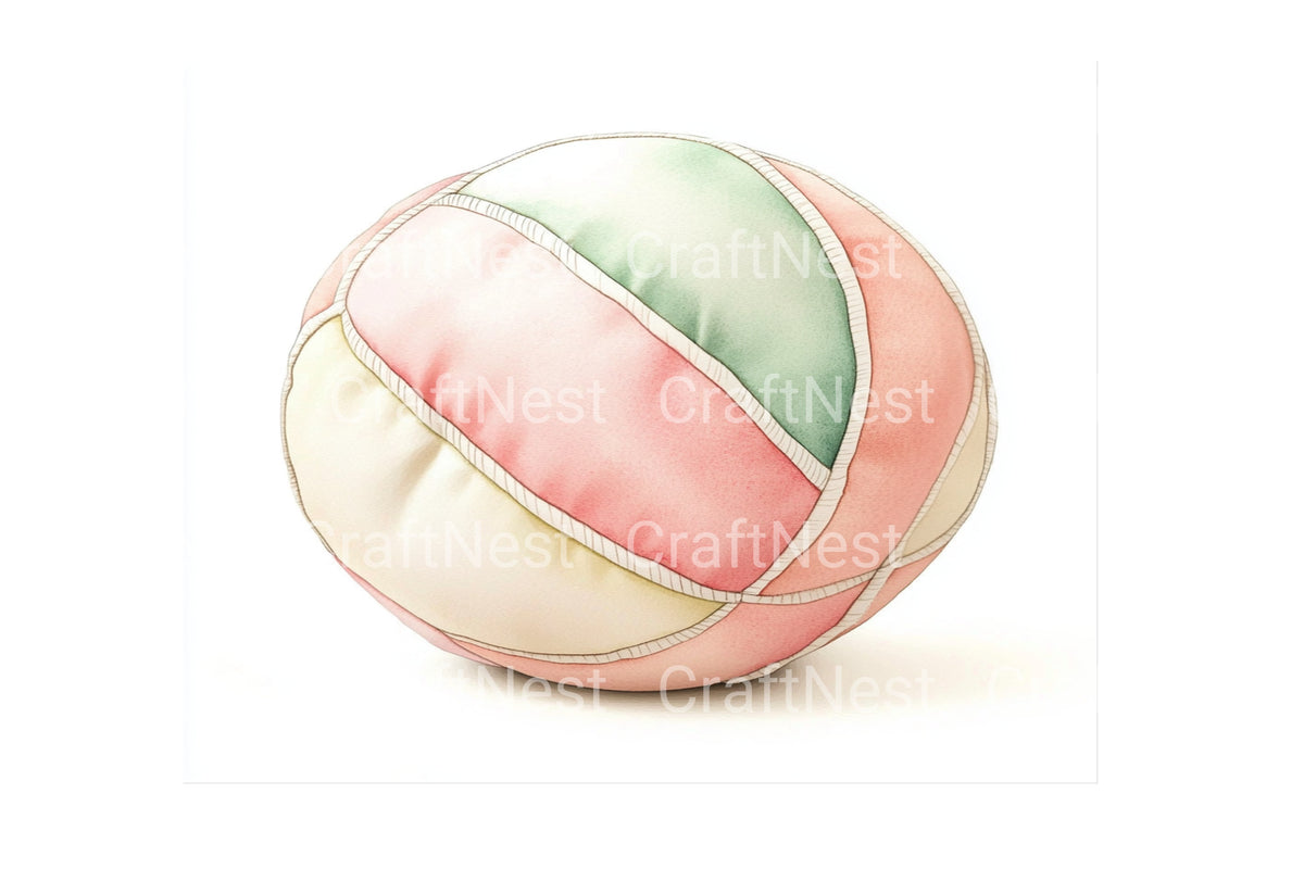 Pastel Striped Ball Clipart Bundle