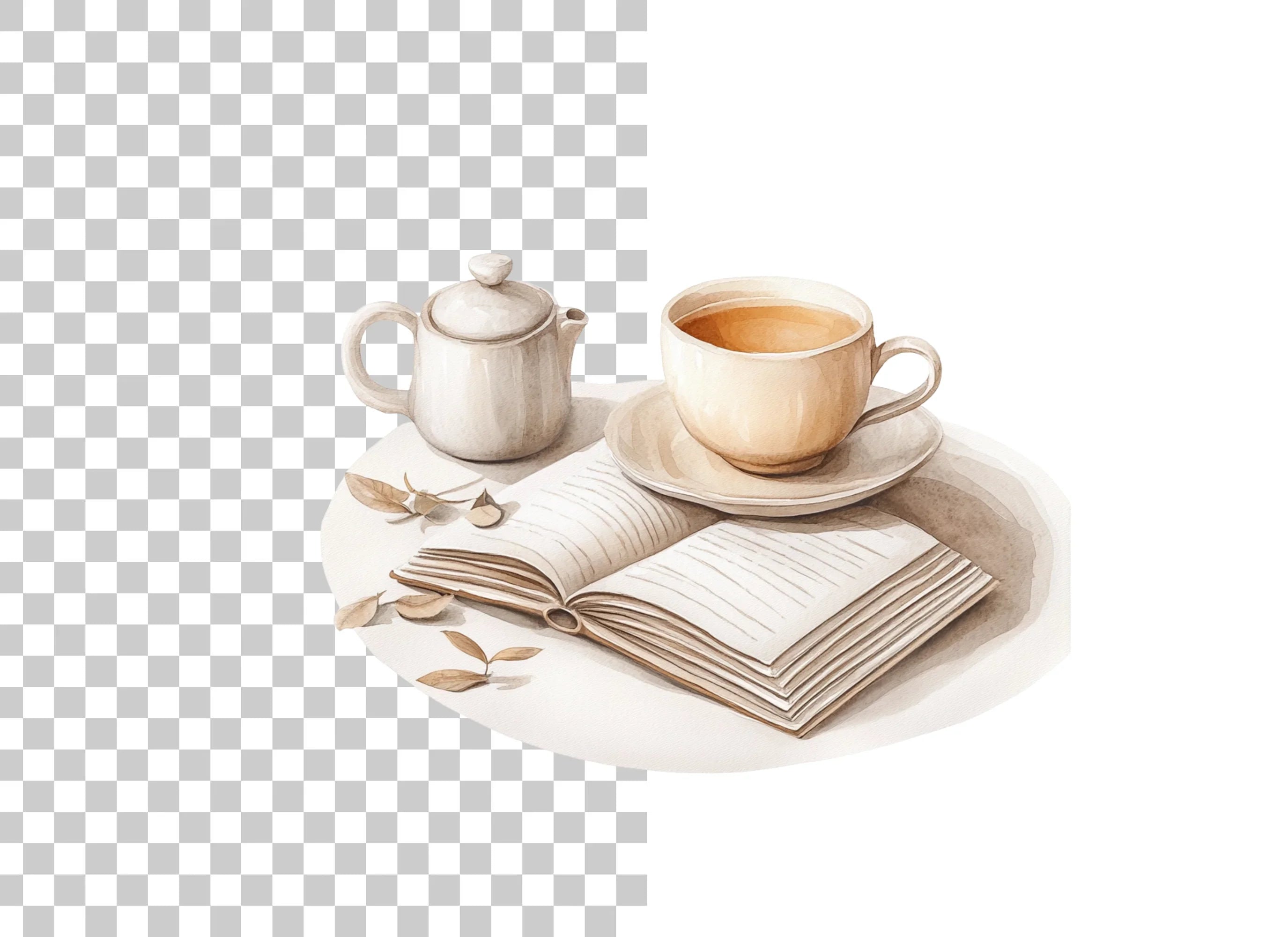 Cozy Tea and Book Clipart Bundle