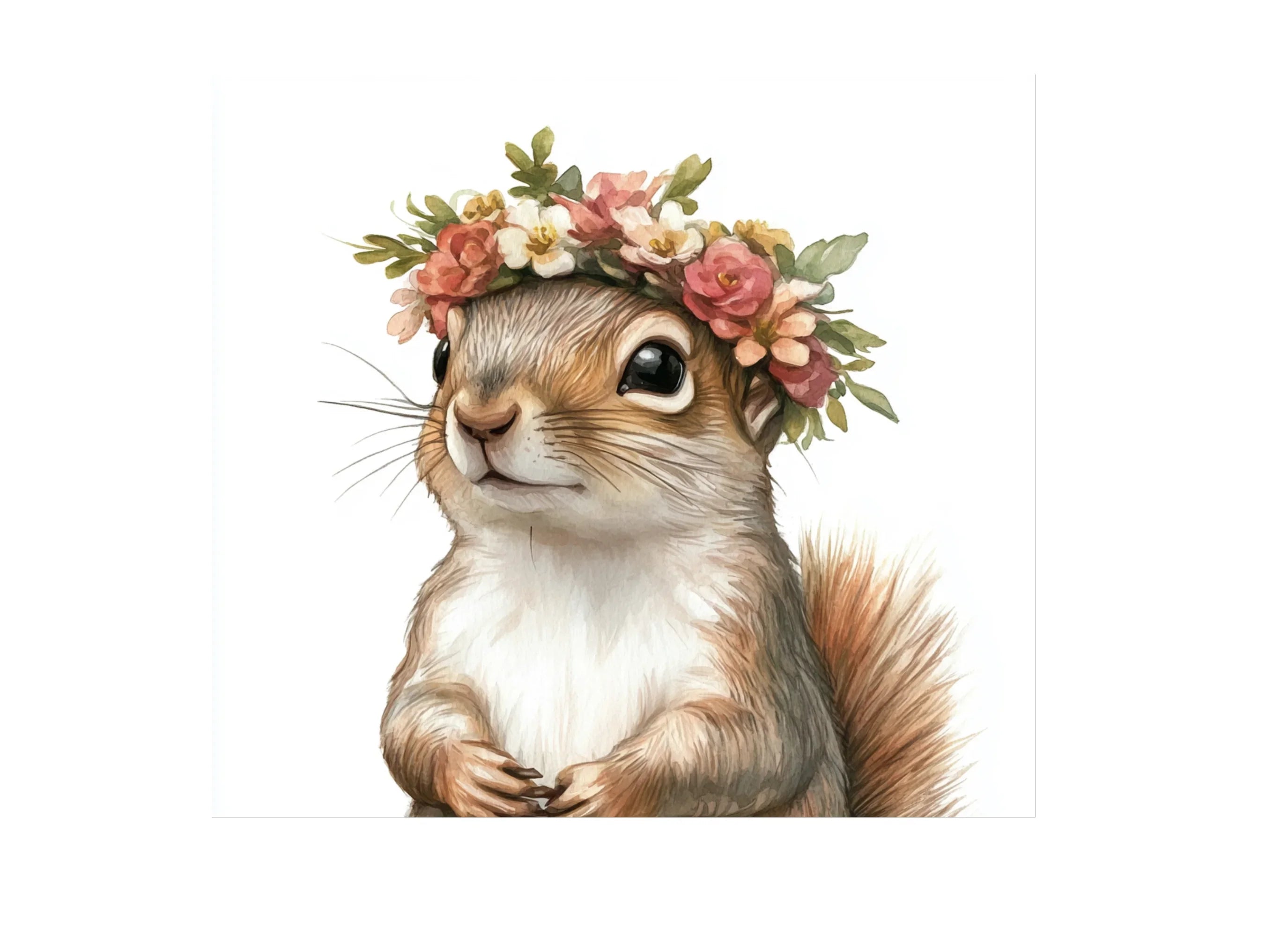 Cute Squirrels with Flower Crowns Clipart Bundle