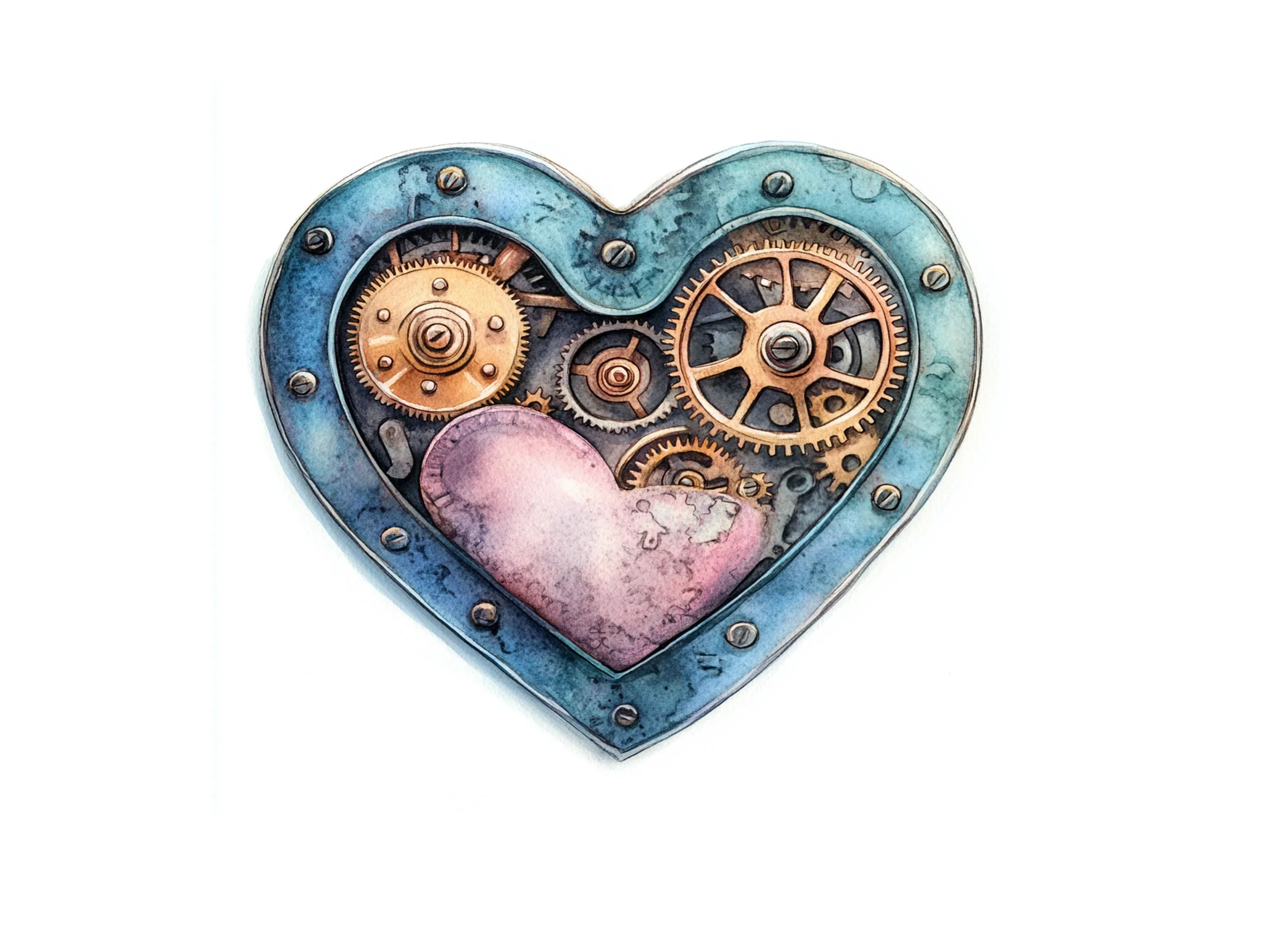 Steampunk Heart Gears Clipart Bundle