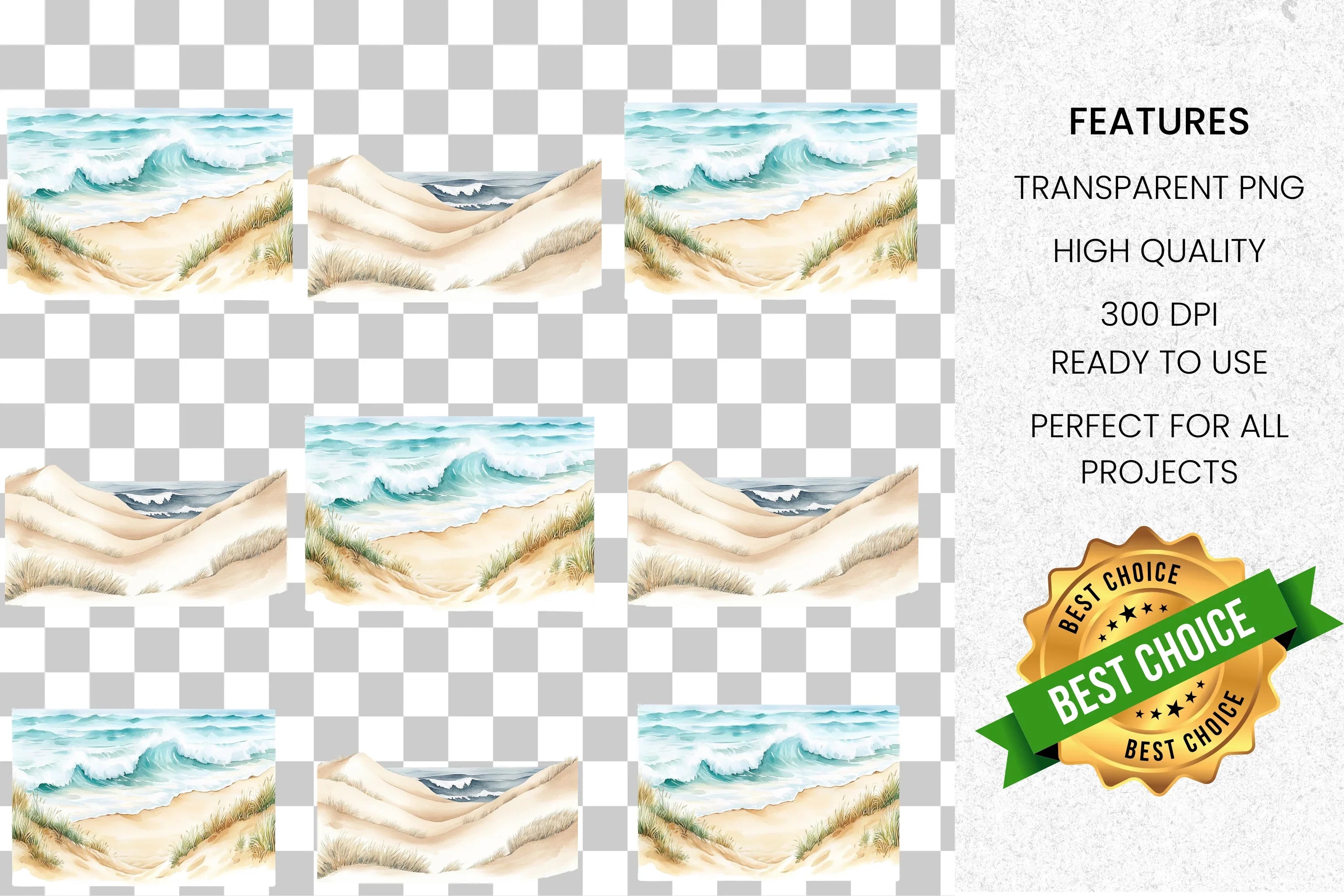 Beach Ocean Waves Clipart Bundle