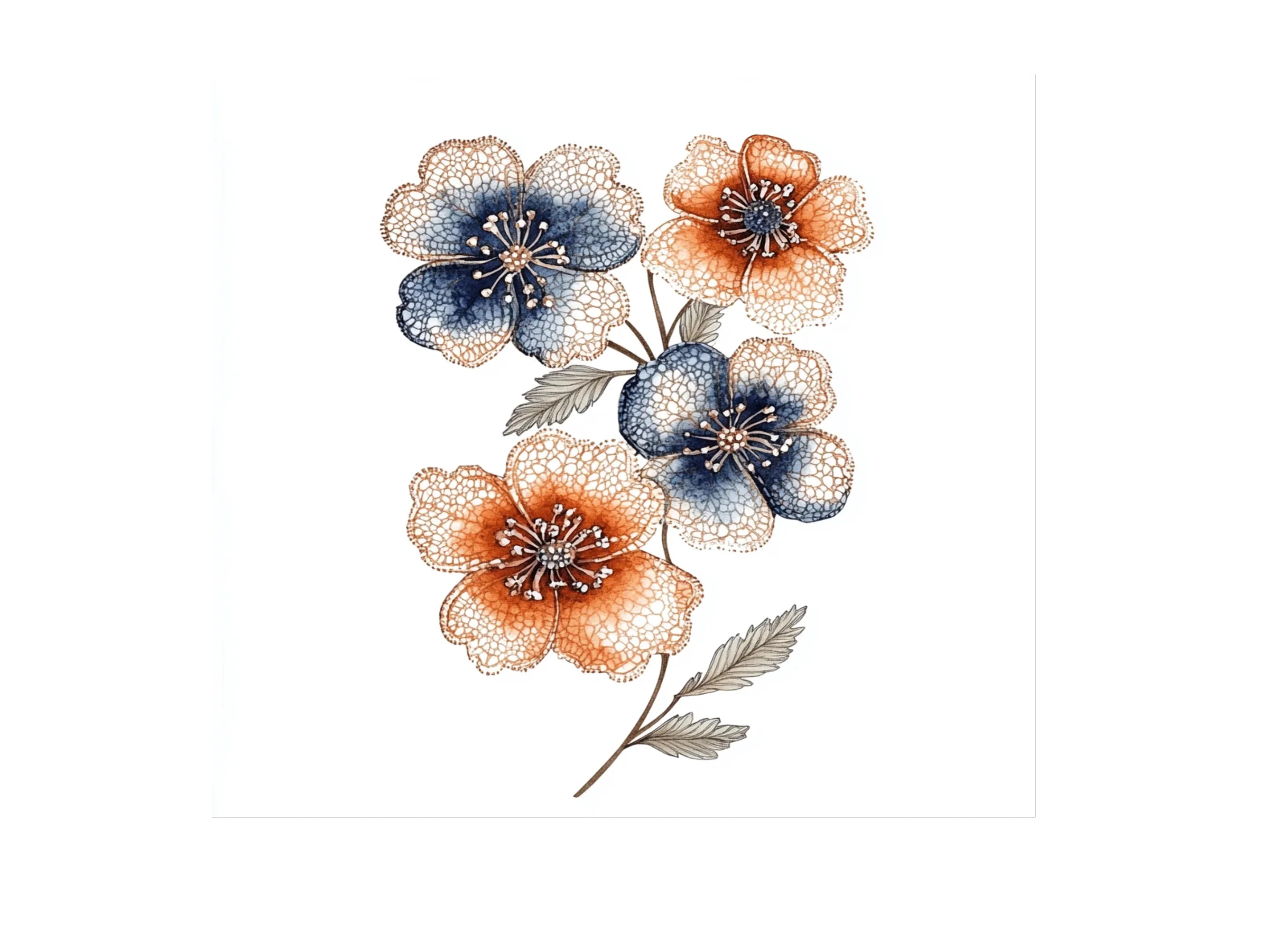Delicate Lace Flower Clipart Bundle