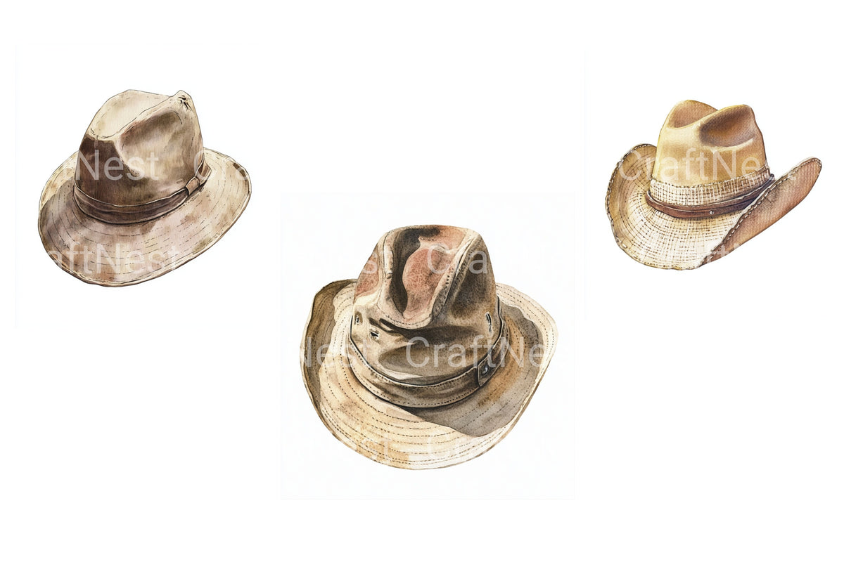 Rustic Cowboy Hats Clipart Bundle