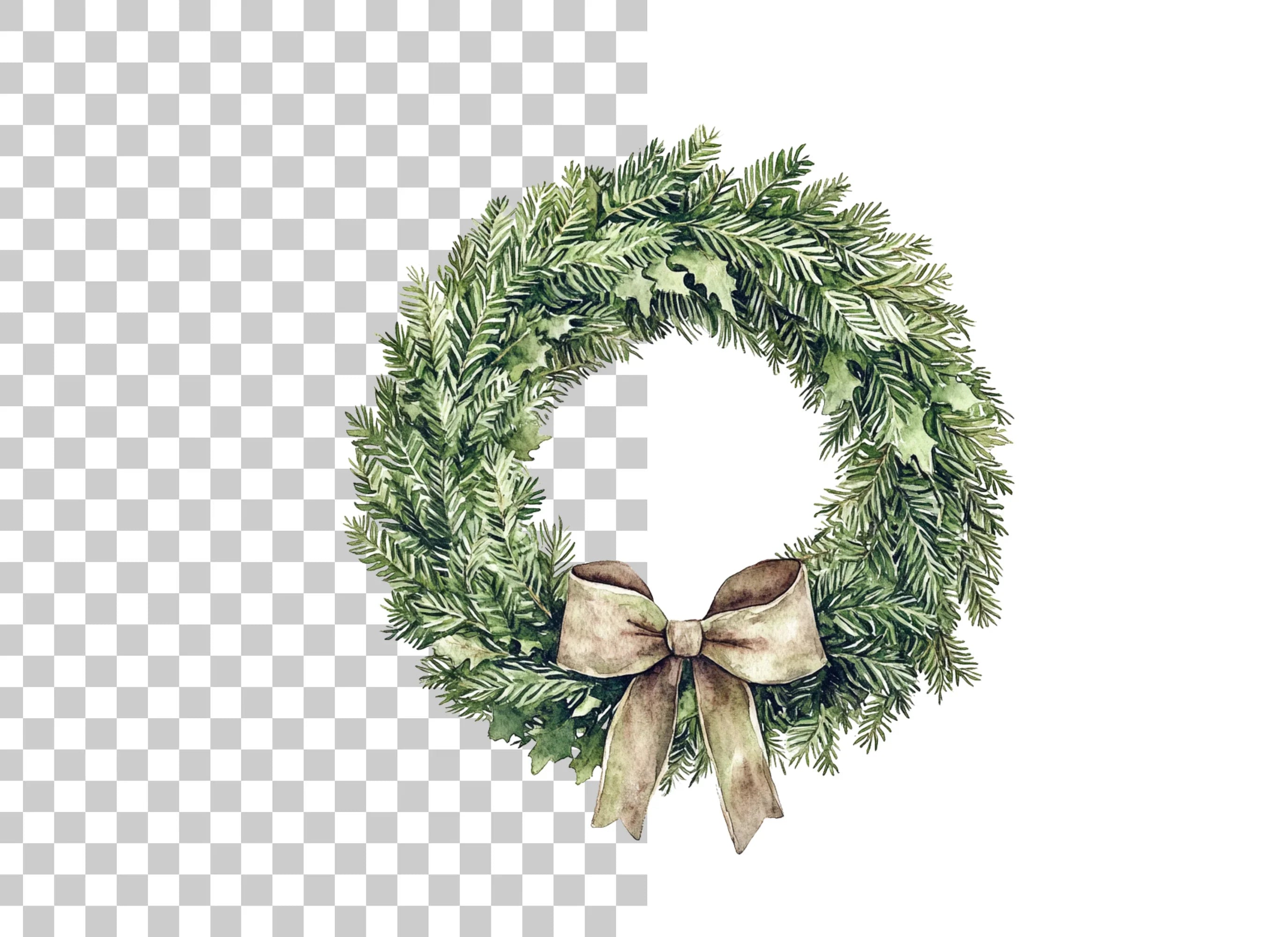 Christmas Bay Leaf Wreaths Clipart Bundle