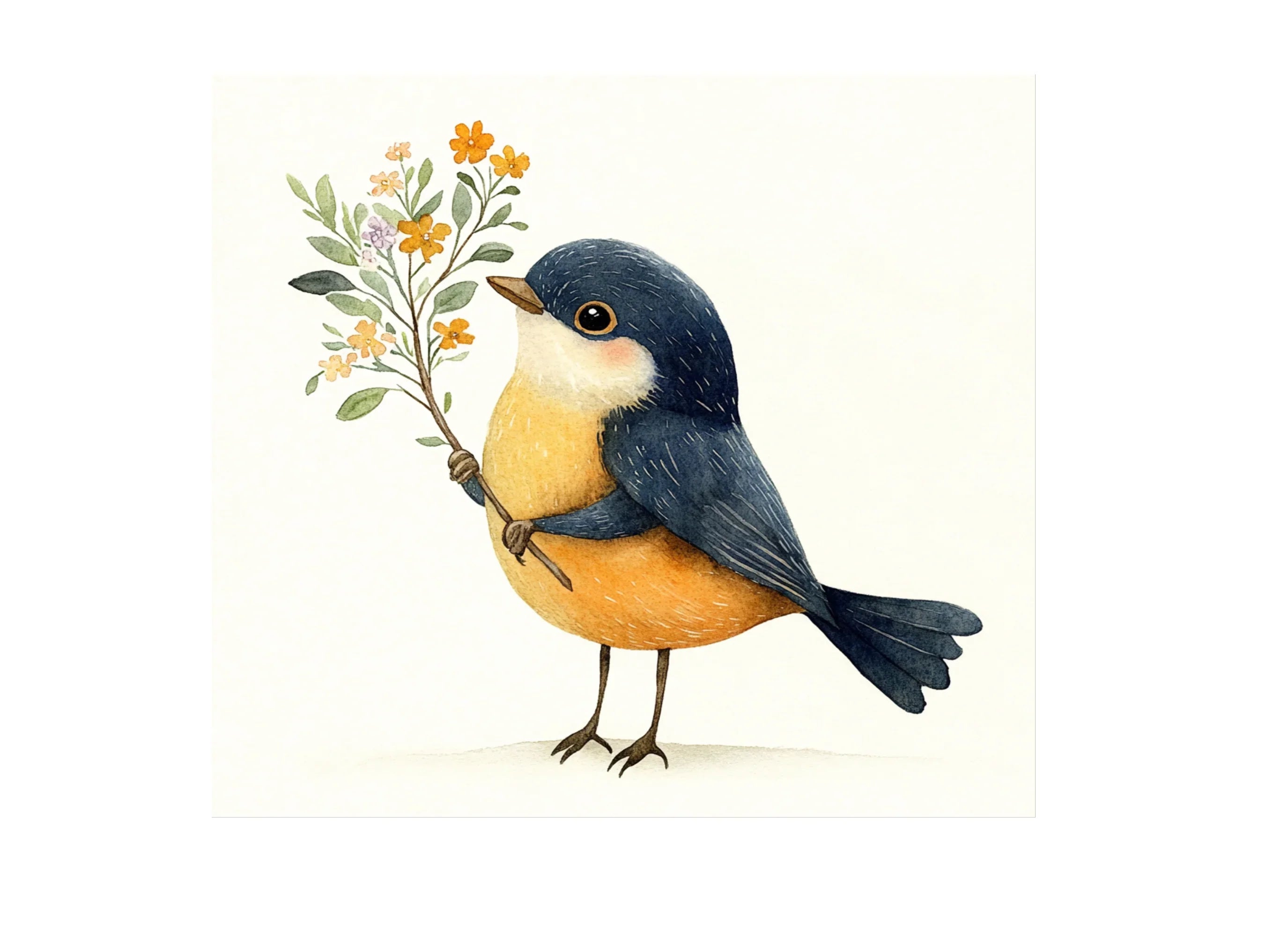 Cute Little Birds with Flowers Clipart Bundle